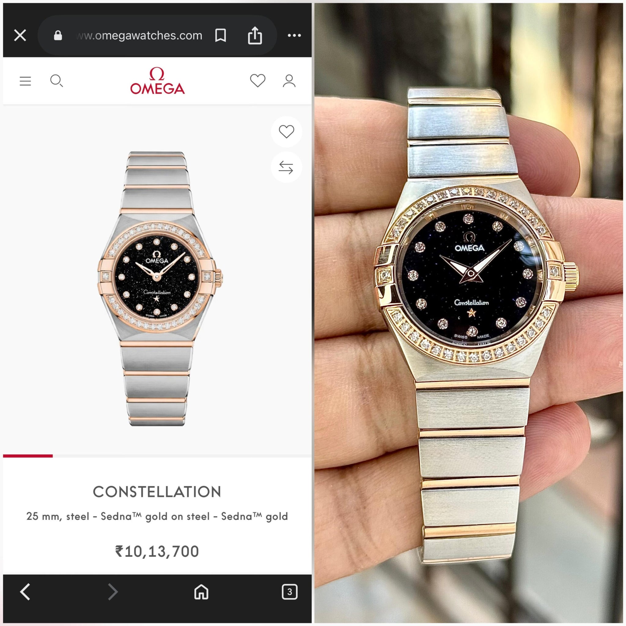 Omega Constellation Sedna Black Gold Diamond Edition