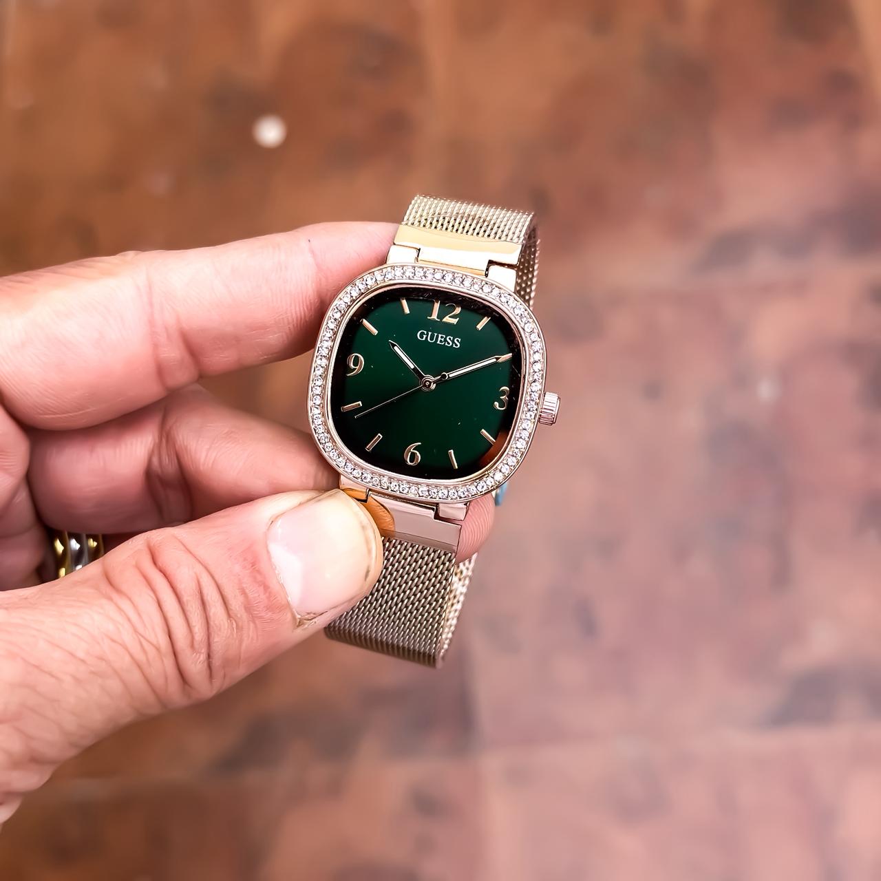 Guess Rosegold Green Dial