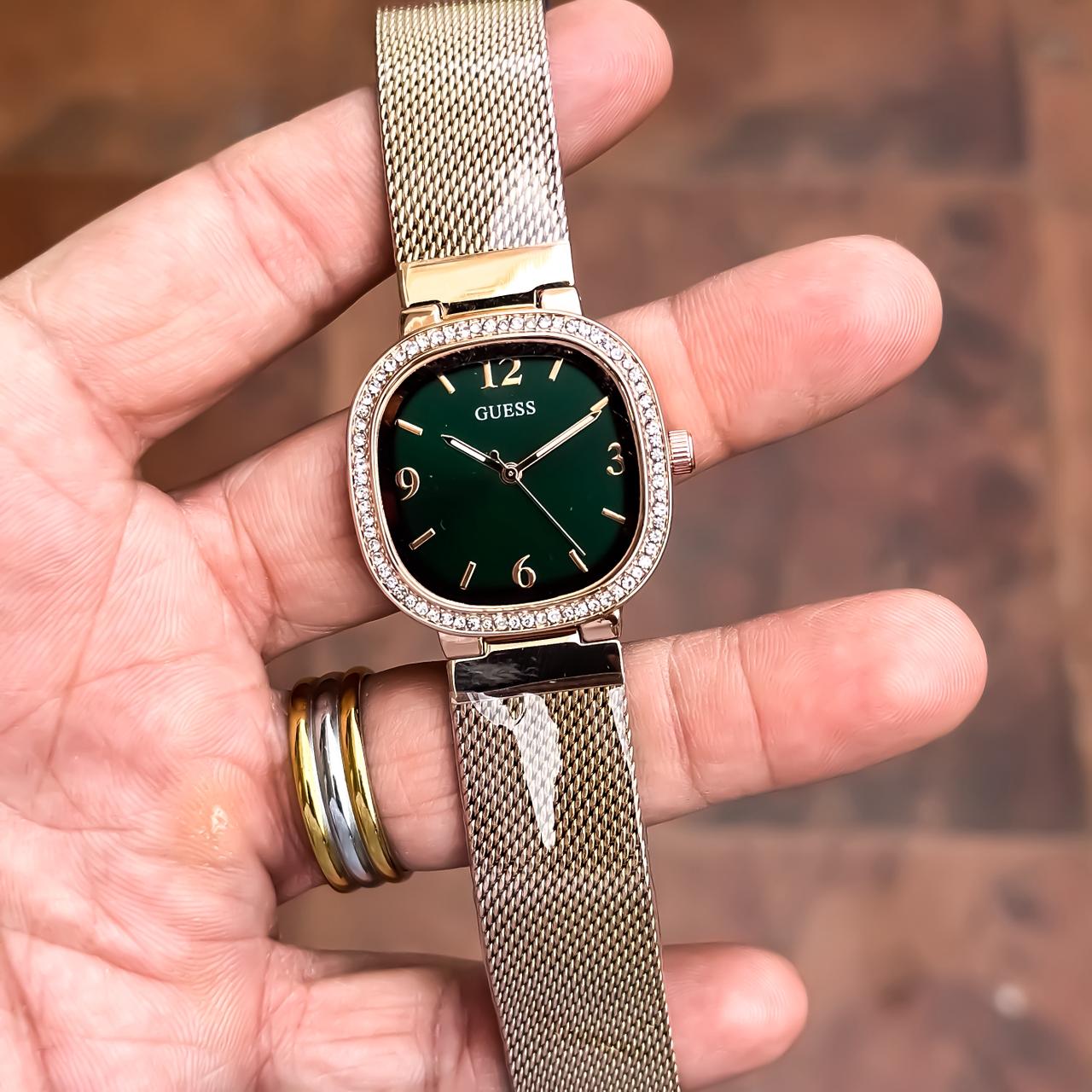 Guess Rosegold Green Dial