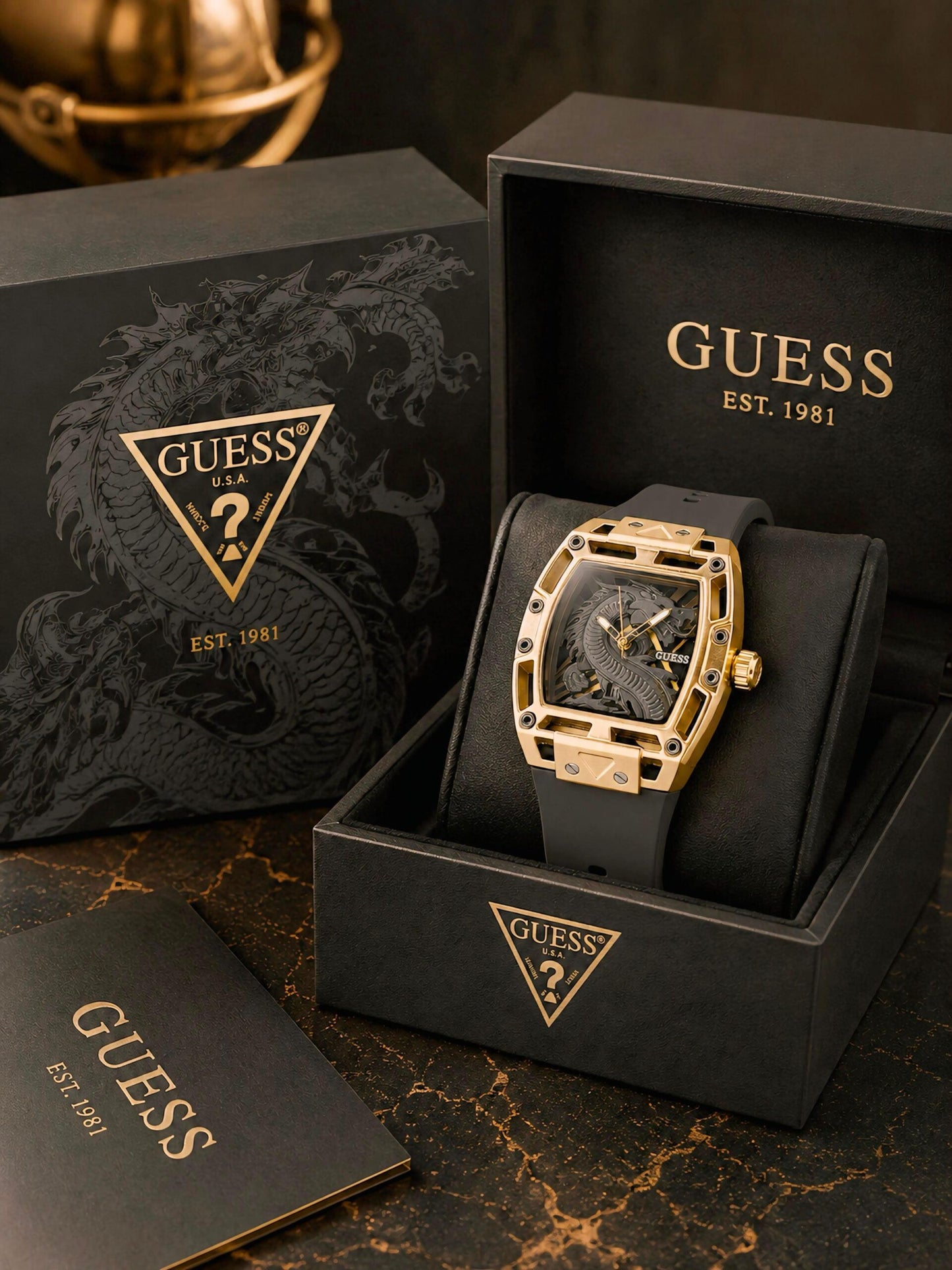 Guess Dragon Pattern Black Series