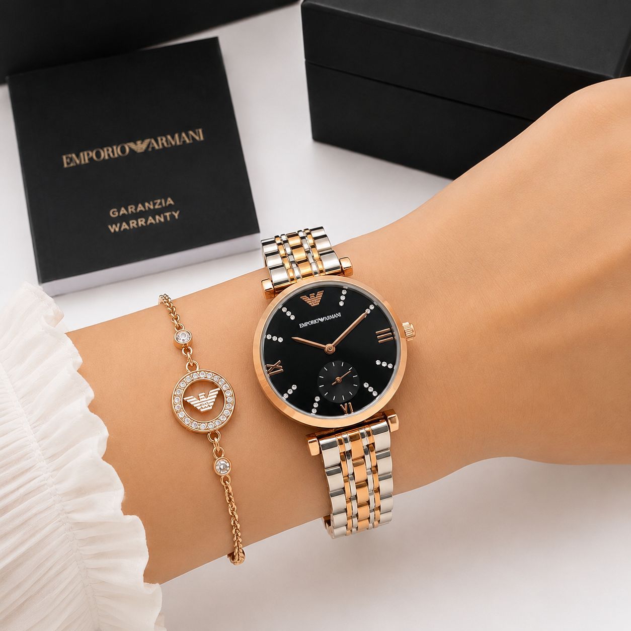 Emporio Armani Rose gold Black Dial