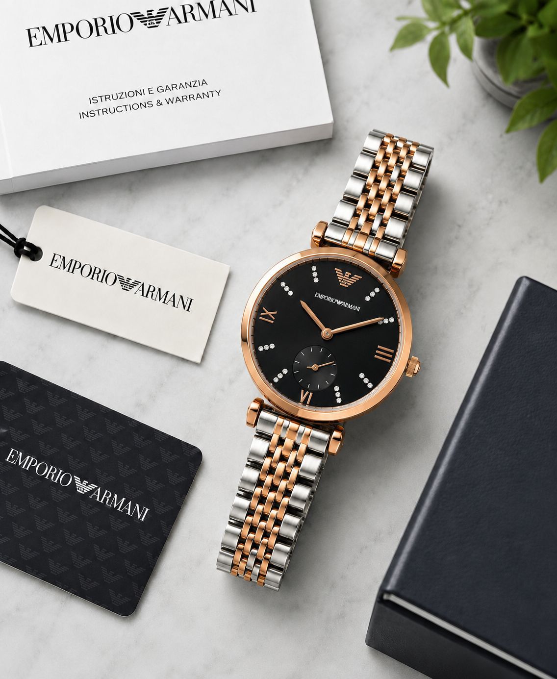 Emporio Armani Rose gold Black Dial