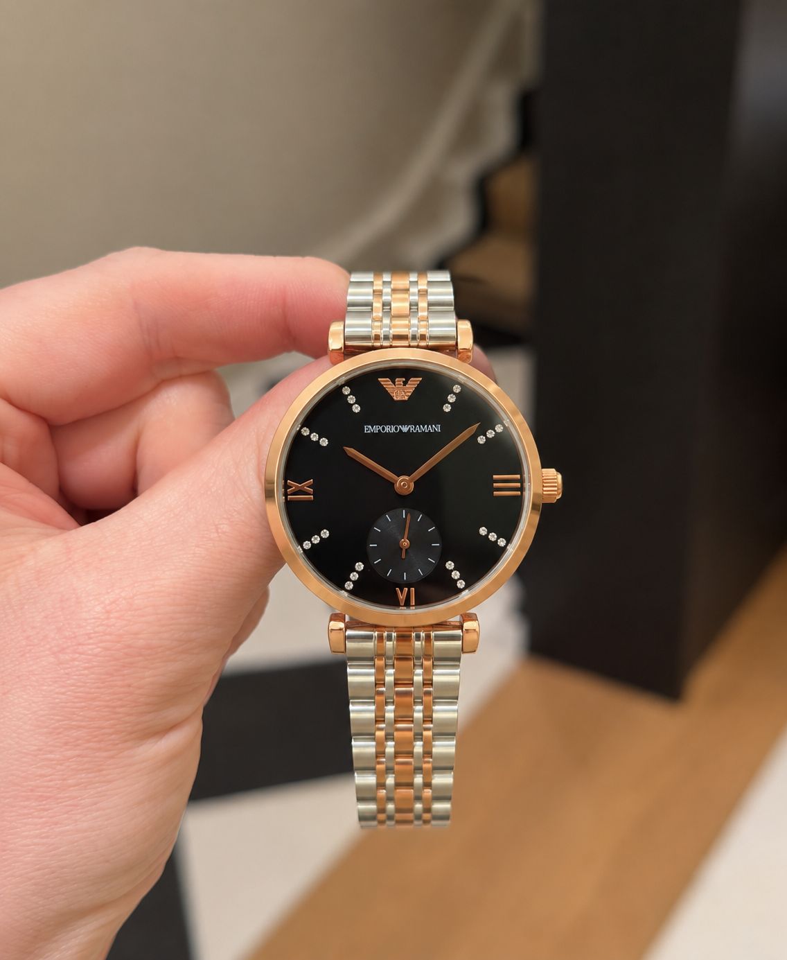 Emporio Armani Rose gold Black Dial