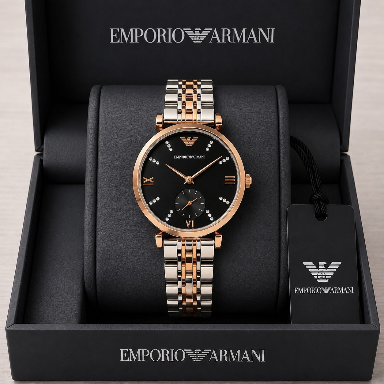 Emporio Armani Rose gold Black Dial