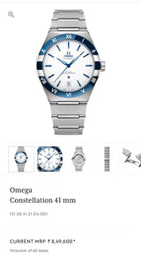 Omega Constellation White &amp; Silver Co-Axial Master