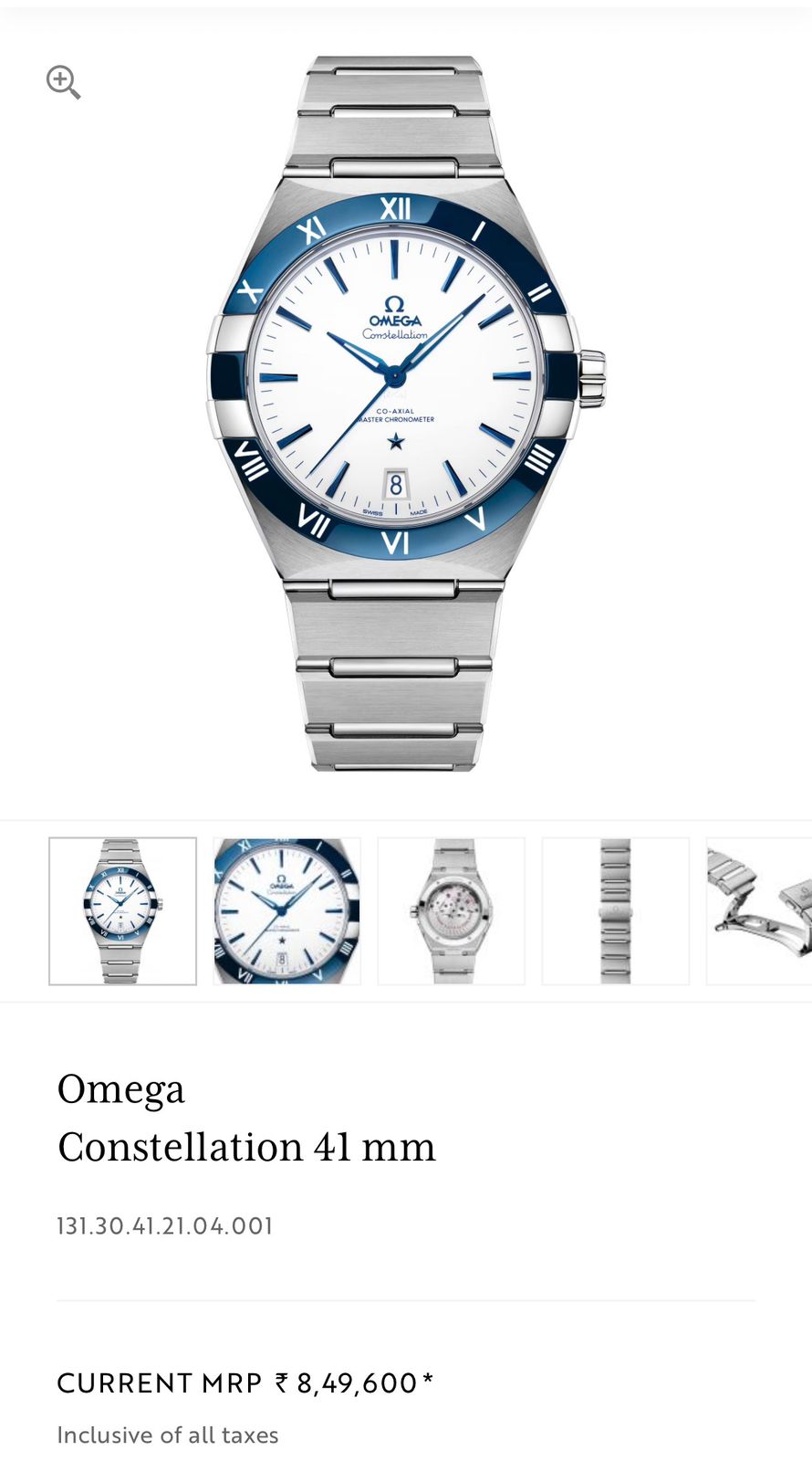 Omega Constellation White &amp; Silver Co-Axial Master