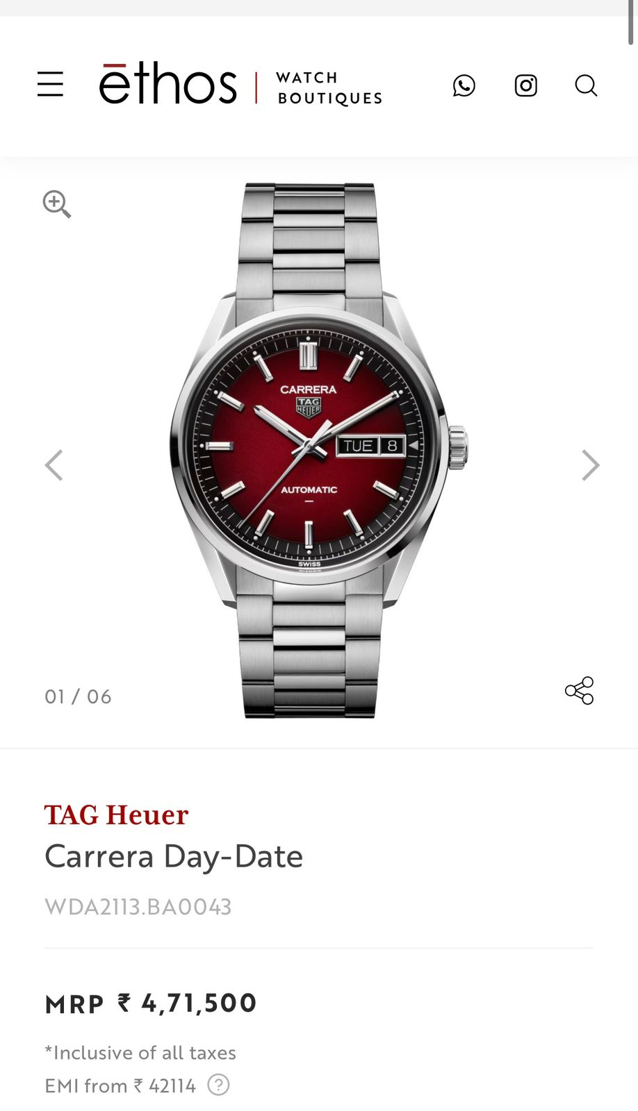 Tag Heuer Carrera Day Date Red Automatic