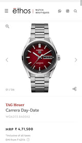 Tag Heuer Carrera Day Date Red Automatic