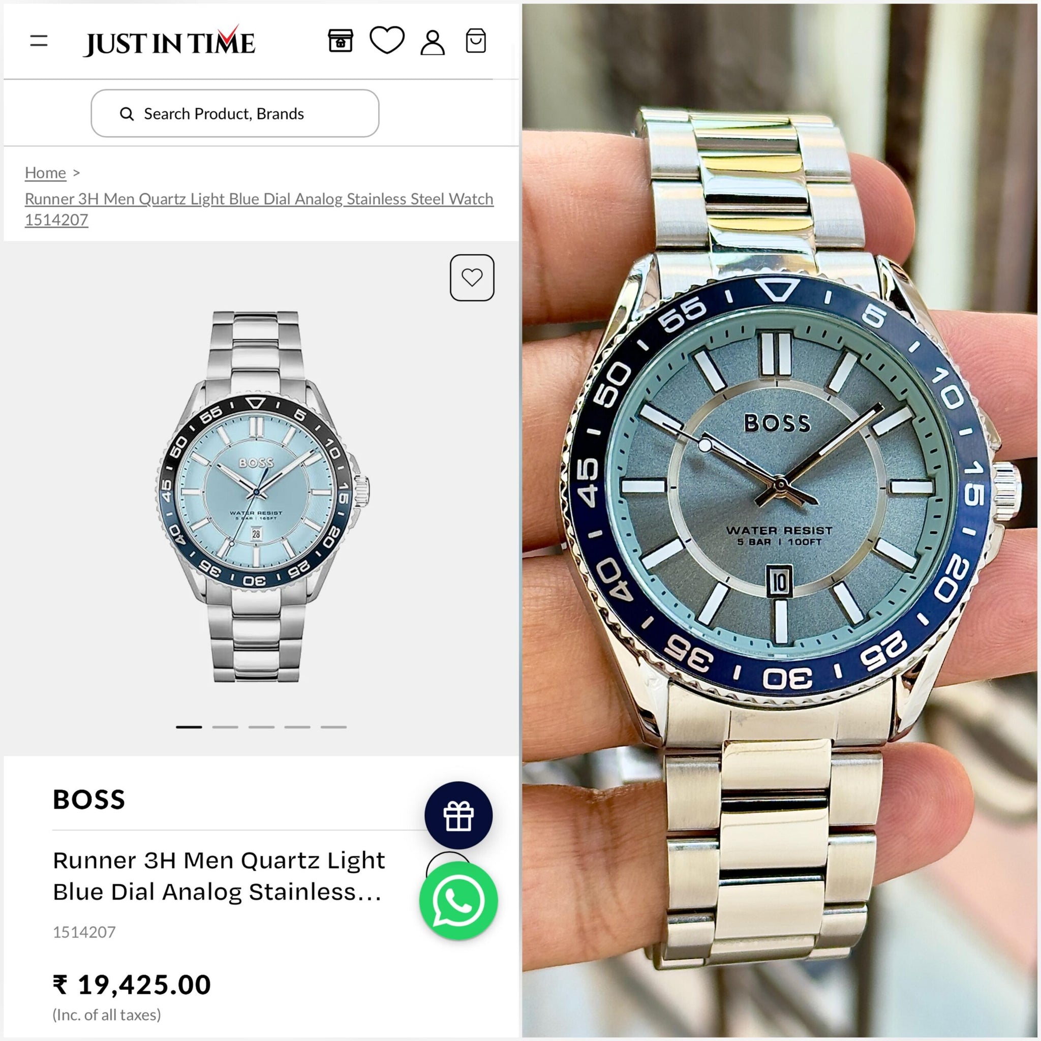 Boss Runner Ice Blue Sunray Dial