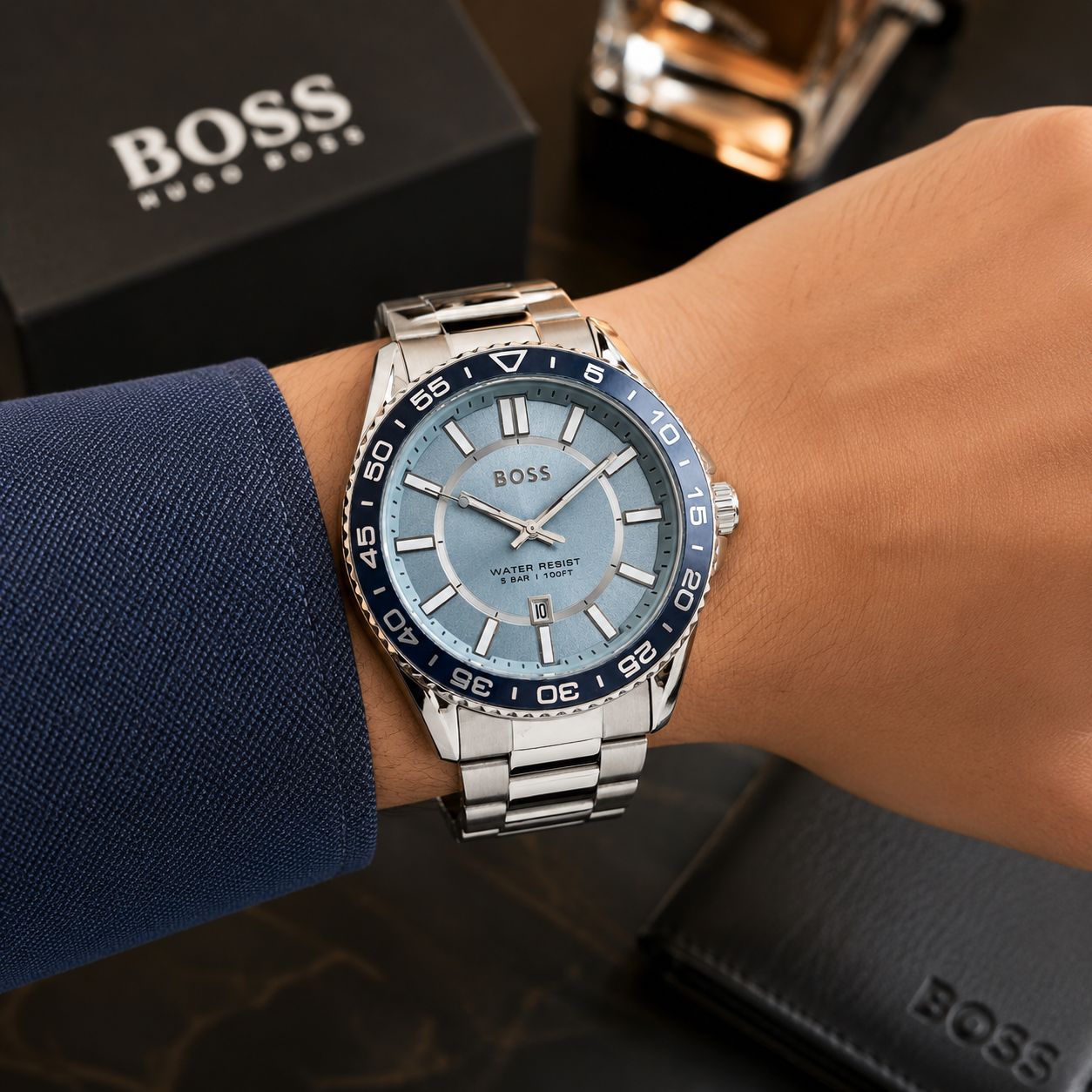 Boss Runner Ice Blue Sunray Dial