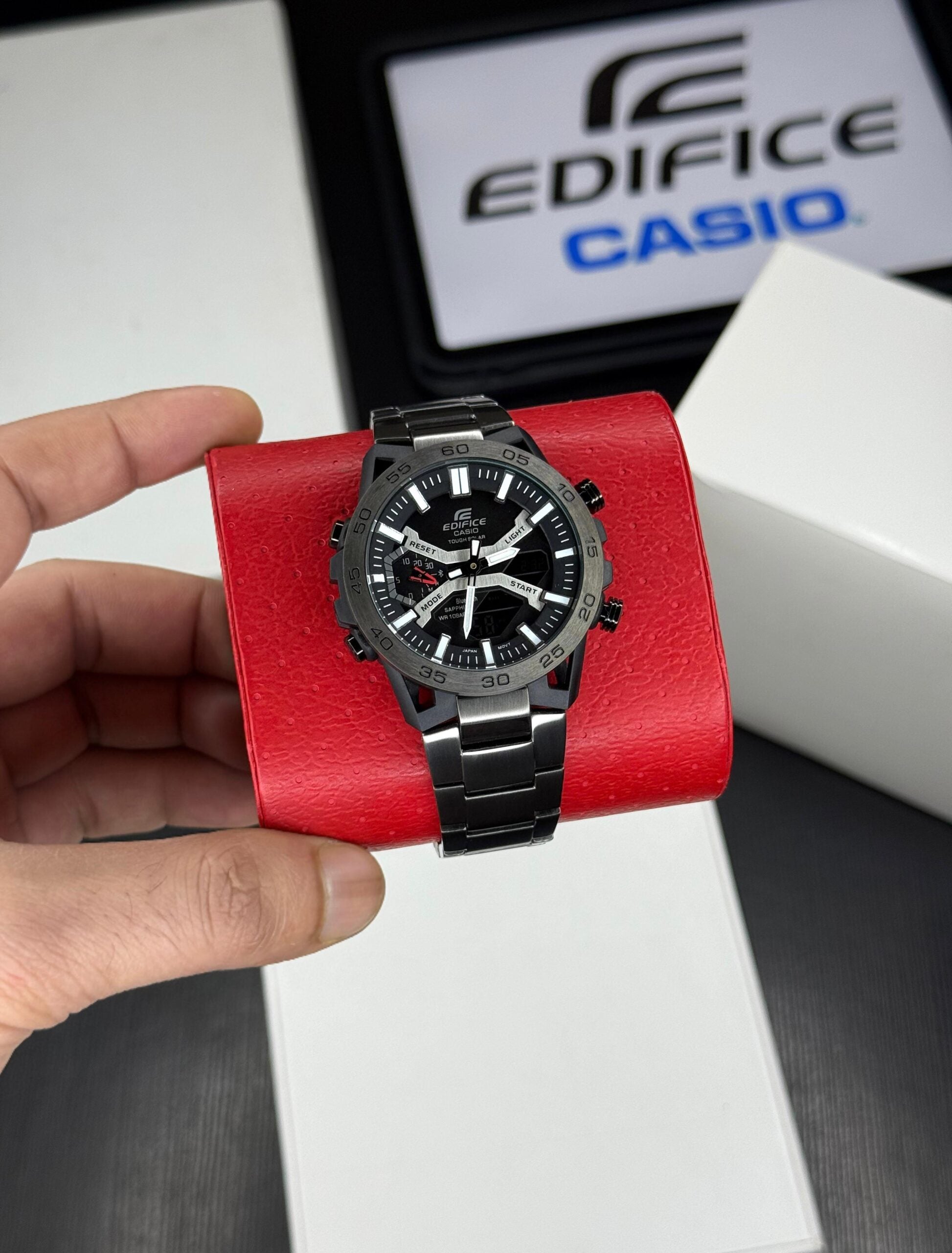 Edifice Black Dial Analog-Digital