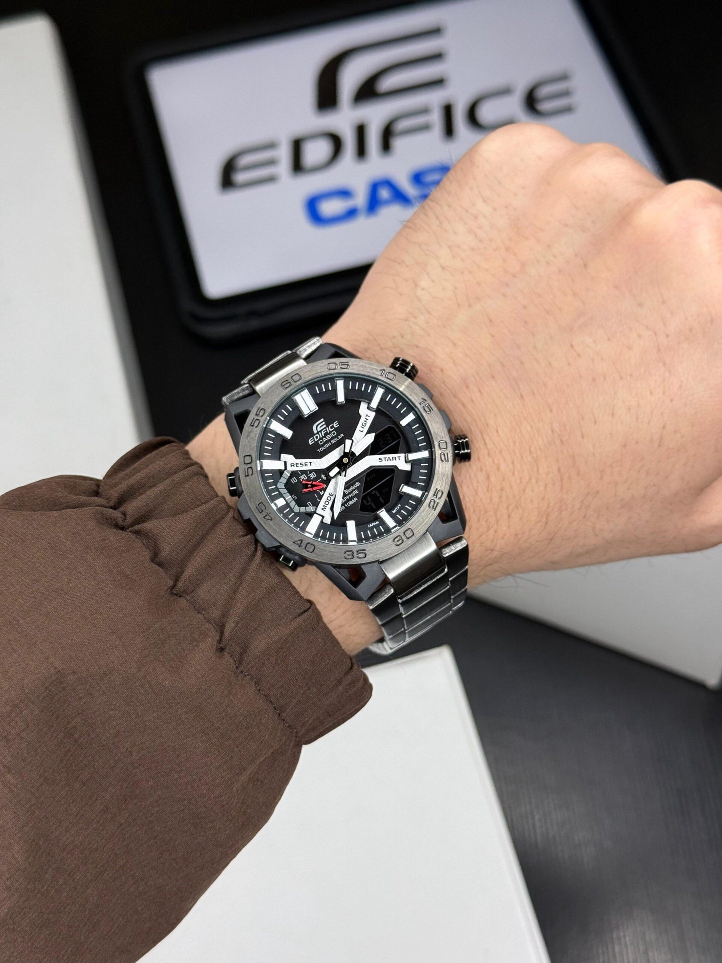 Edifice Black Dial Analog-Digital
