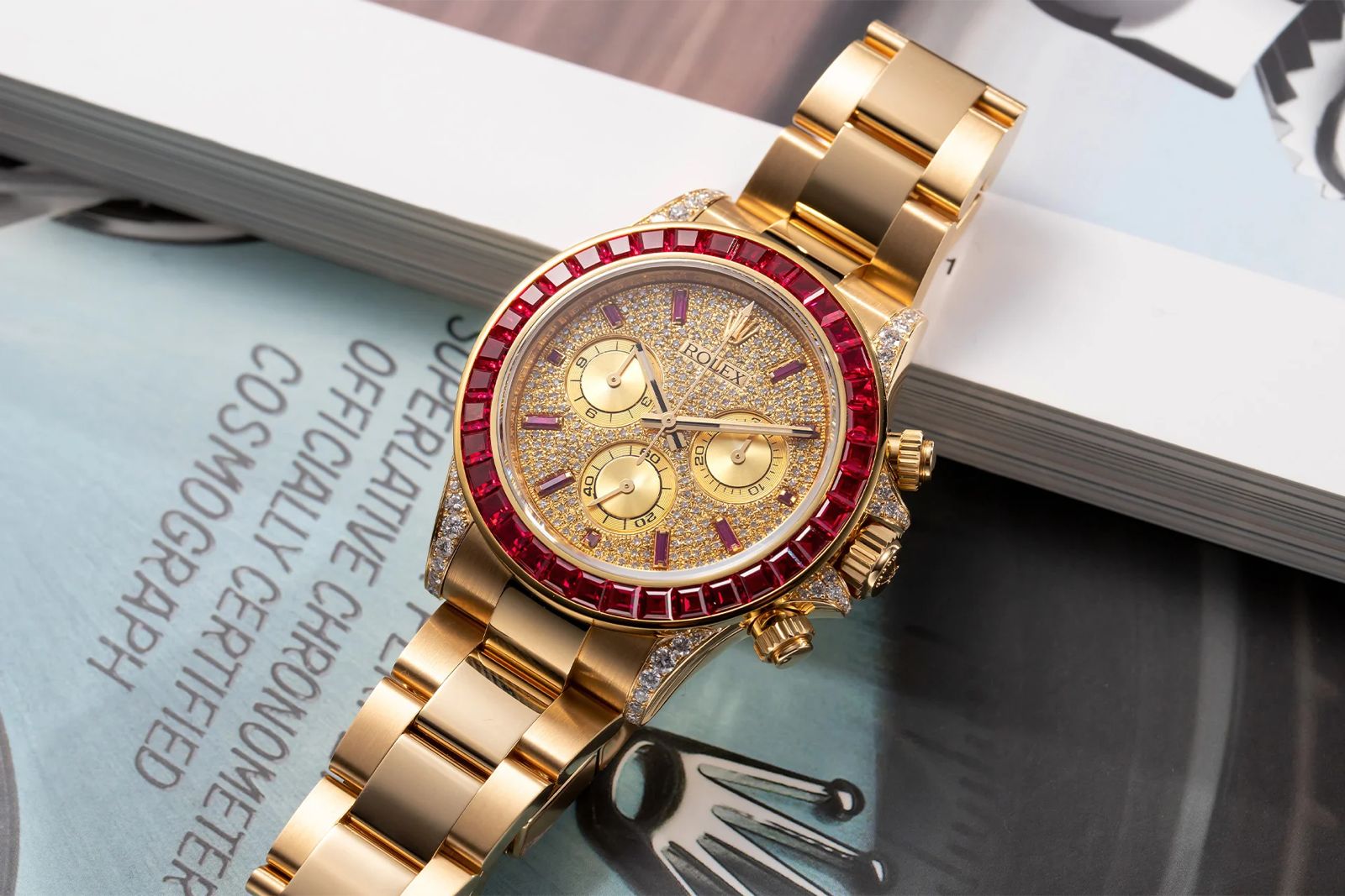 Rolex Daytona Yellow Gold Diamond Paved Dial