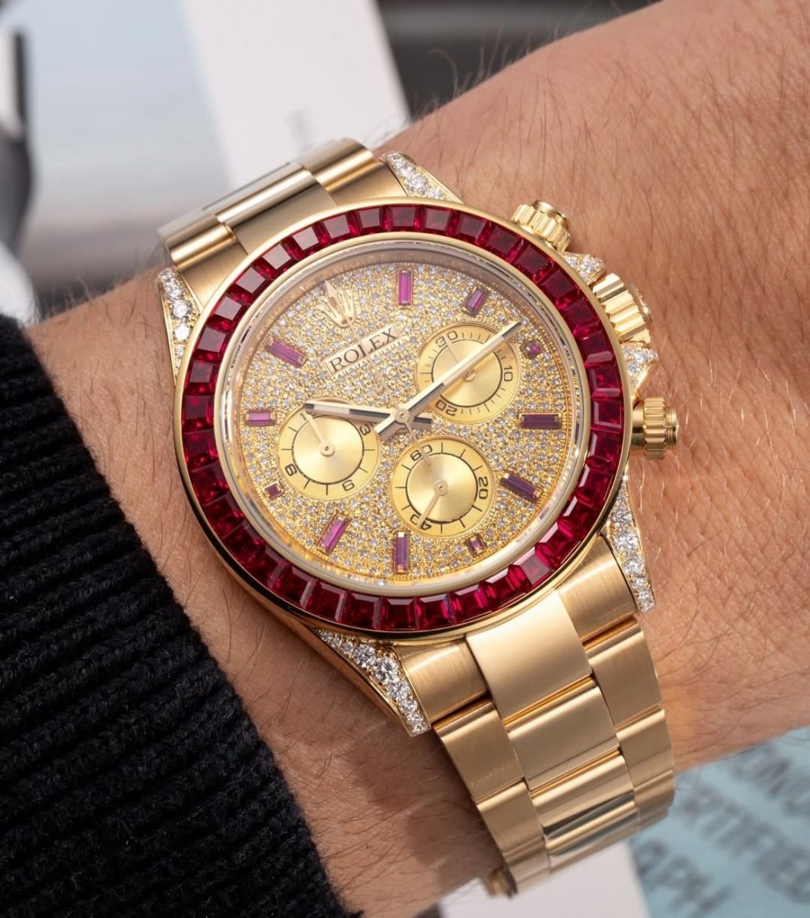 Rolex Daytona Yellow Gold Diamond Paved Dial
