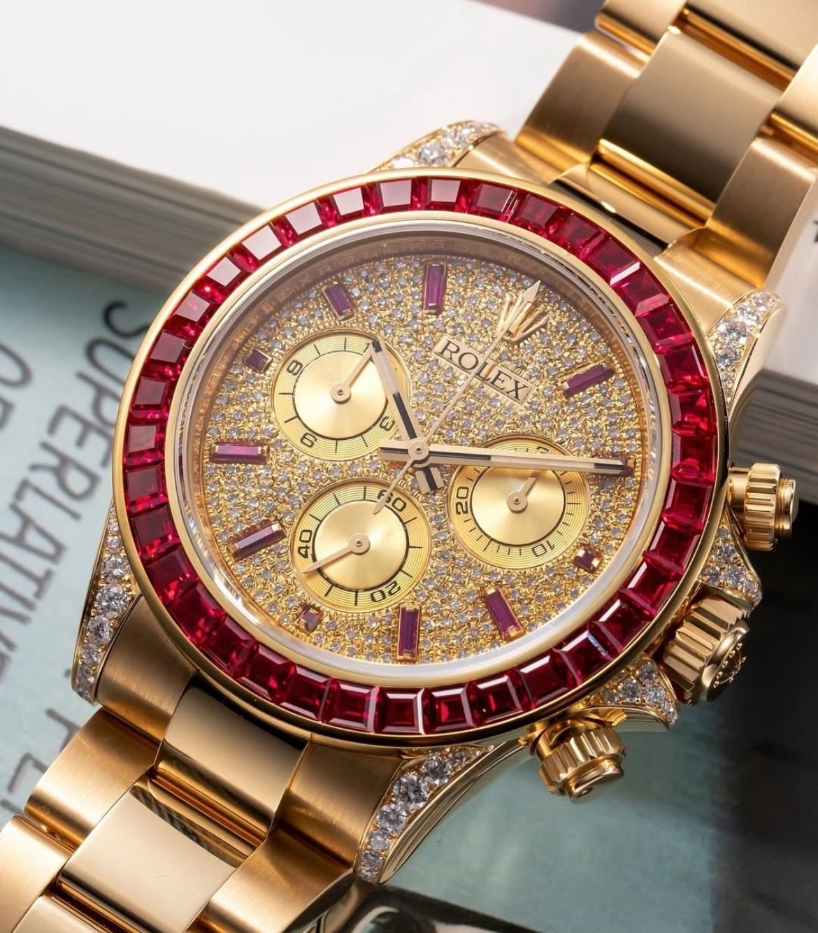 Rolex Daytona Yellow Gold Diamond Paved Dial