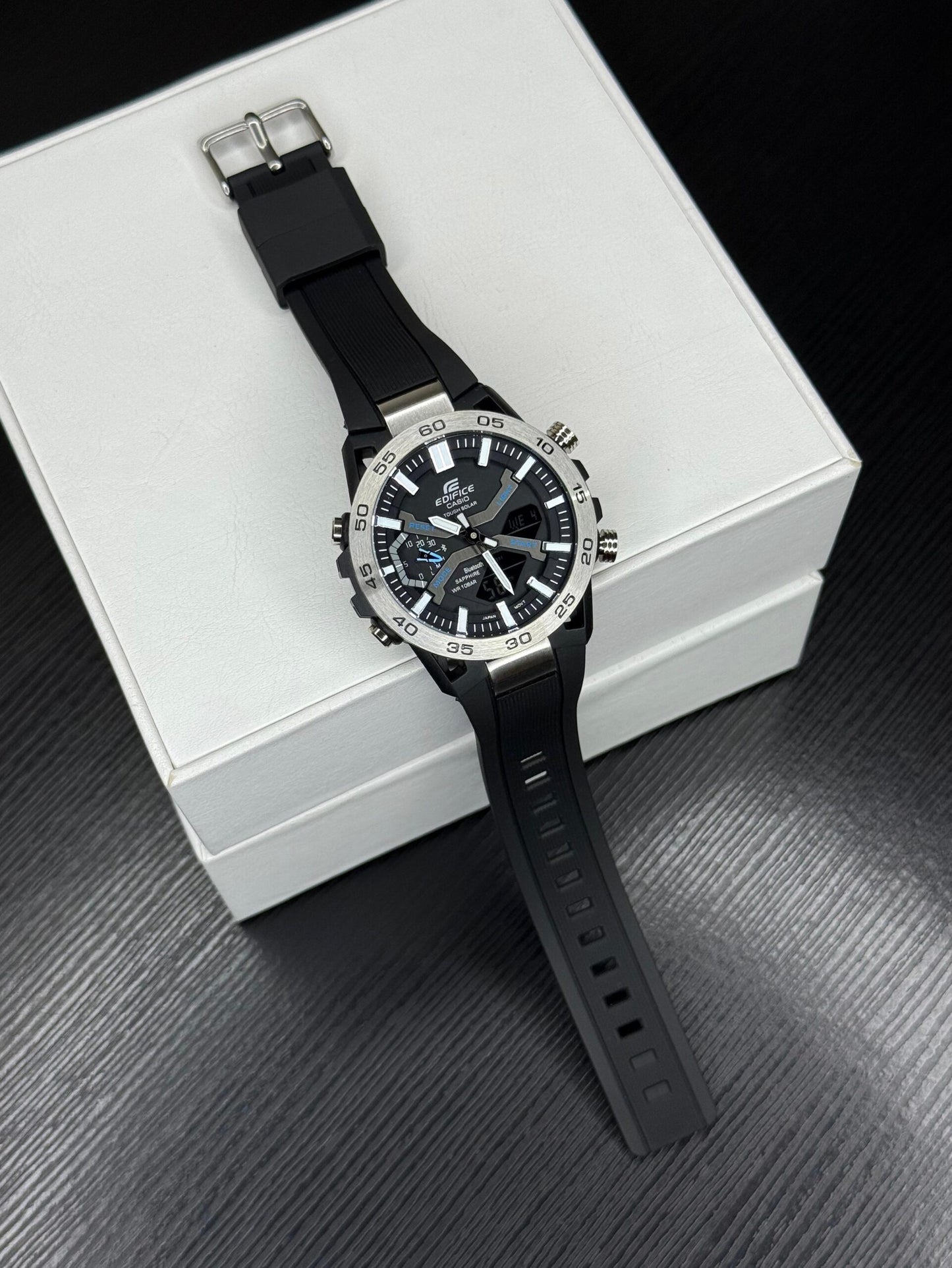 Edifice Black Dial Analog-Digital Watch For Men