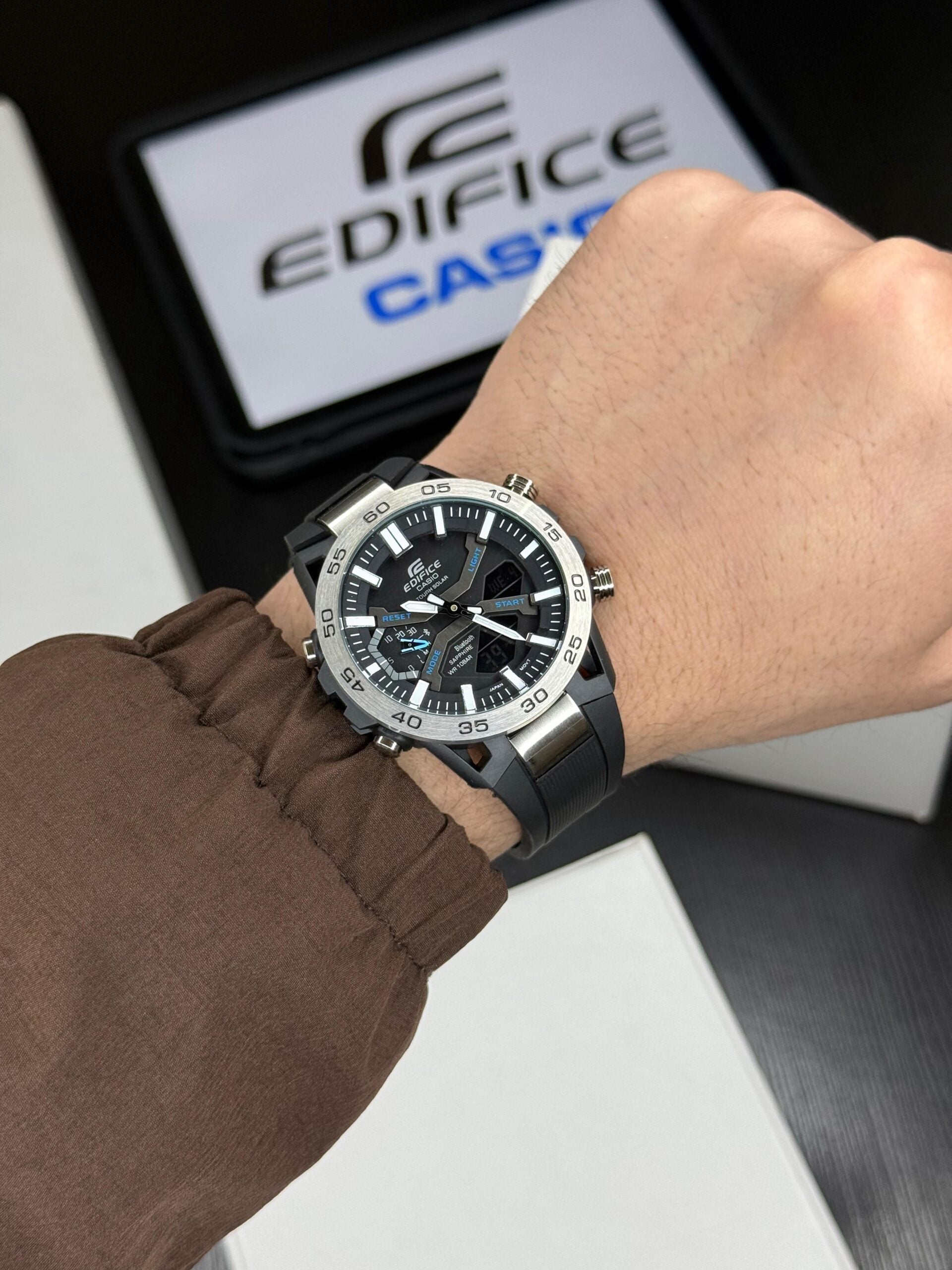 Edifice Black Dial Analog-Digital Watch For Men