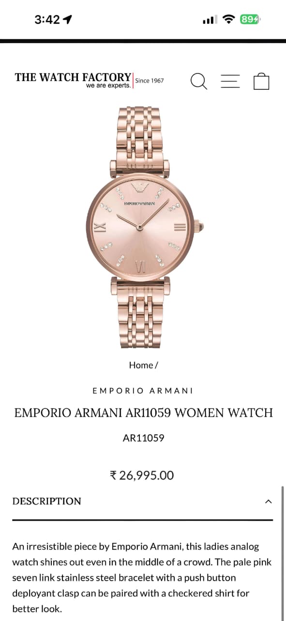 Emporio Armani Slim Rose Gold Analog