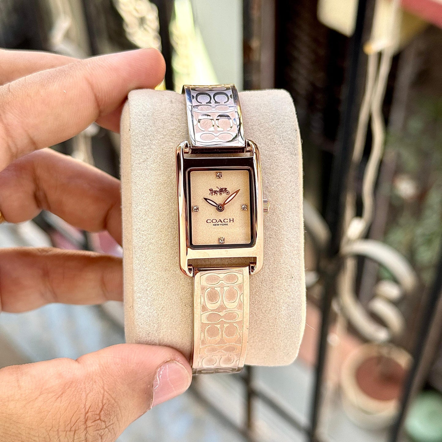 Coach Allie Slim Rectangular Rose Gold Dial