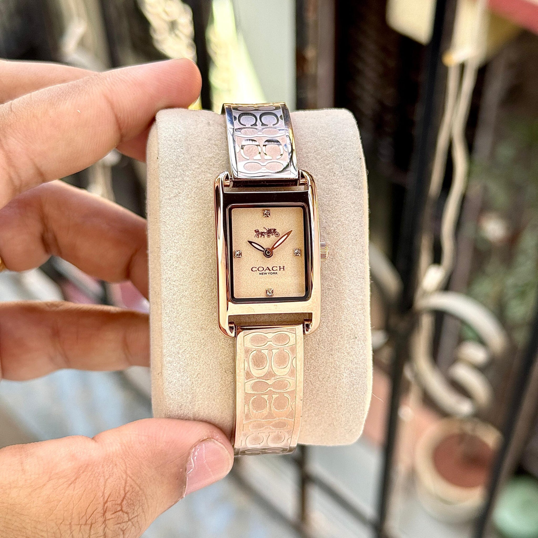 Coach Allie Slim Rectangular Rose Gold Dial