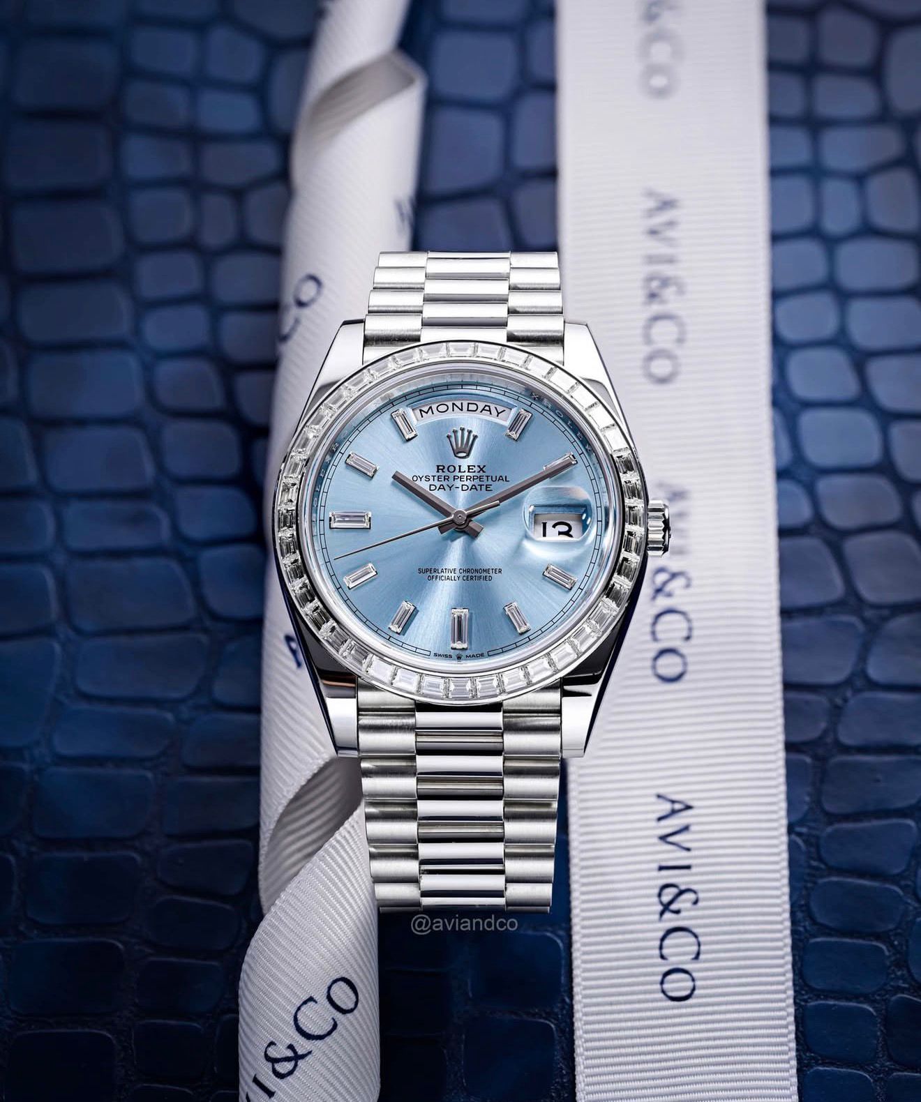 Rolex Day-Date Platinum Diamond Blue Dial