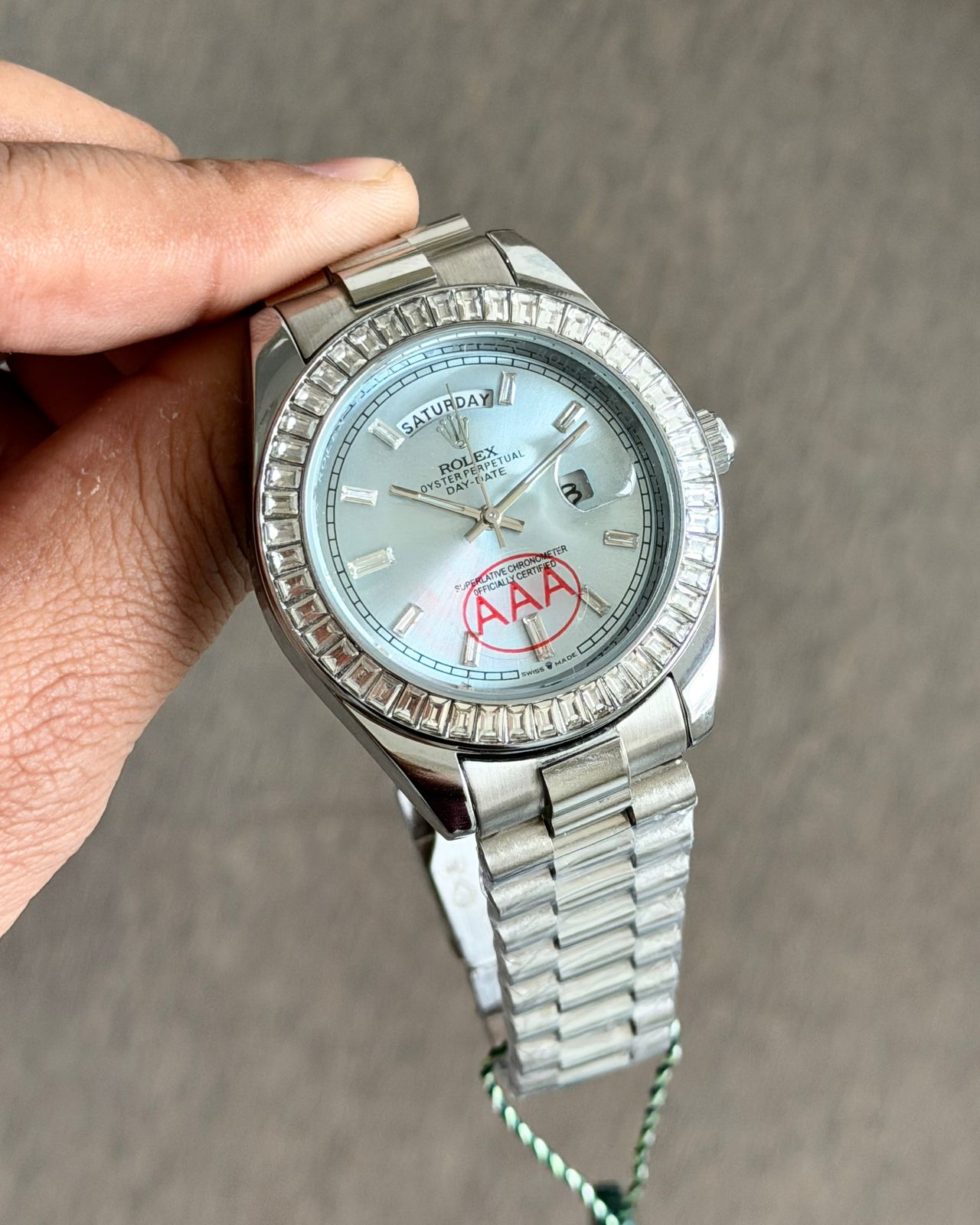 Rolex Day-Date Platinum Diamond Blue Dial