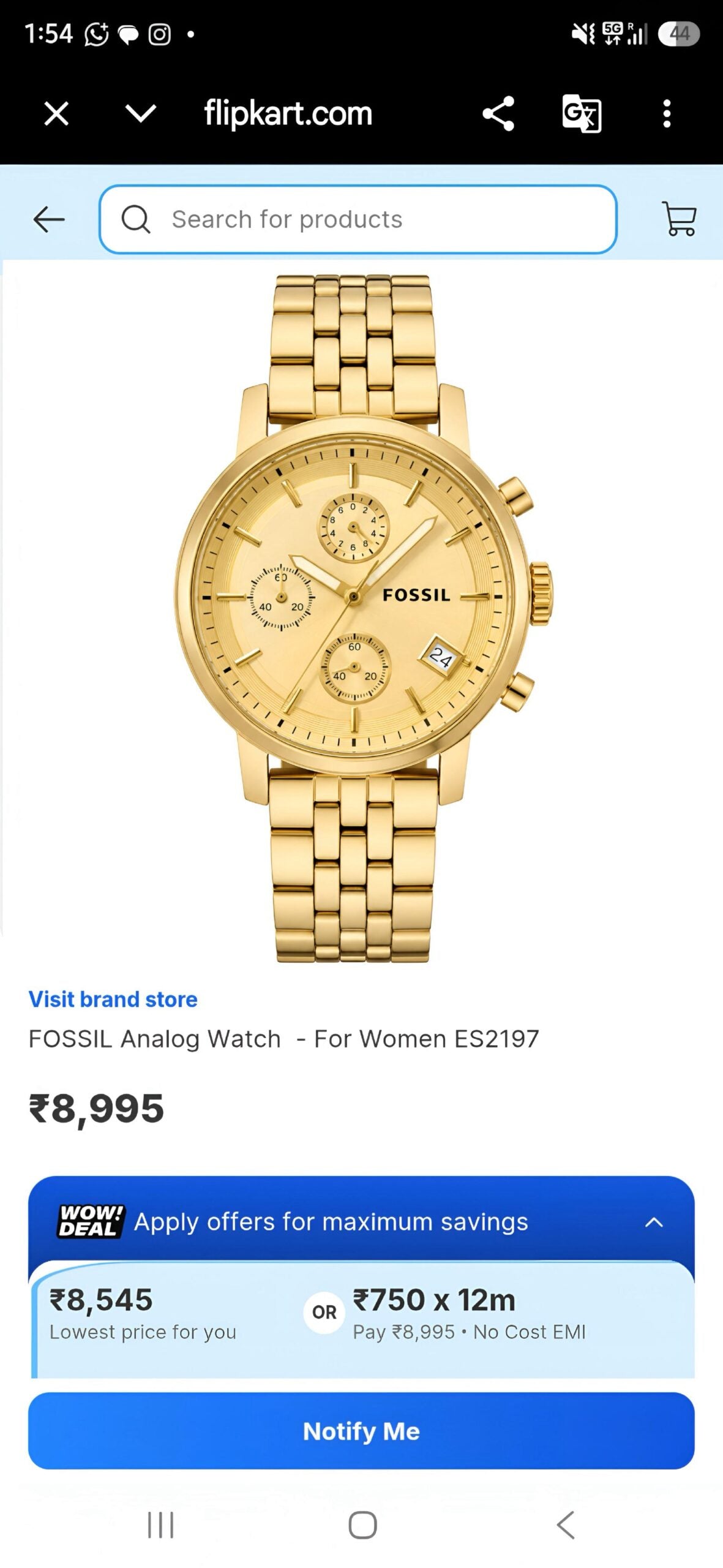 Fossil Boyfriend Chronograph Gold Edition