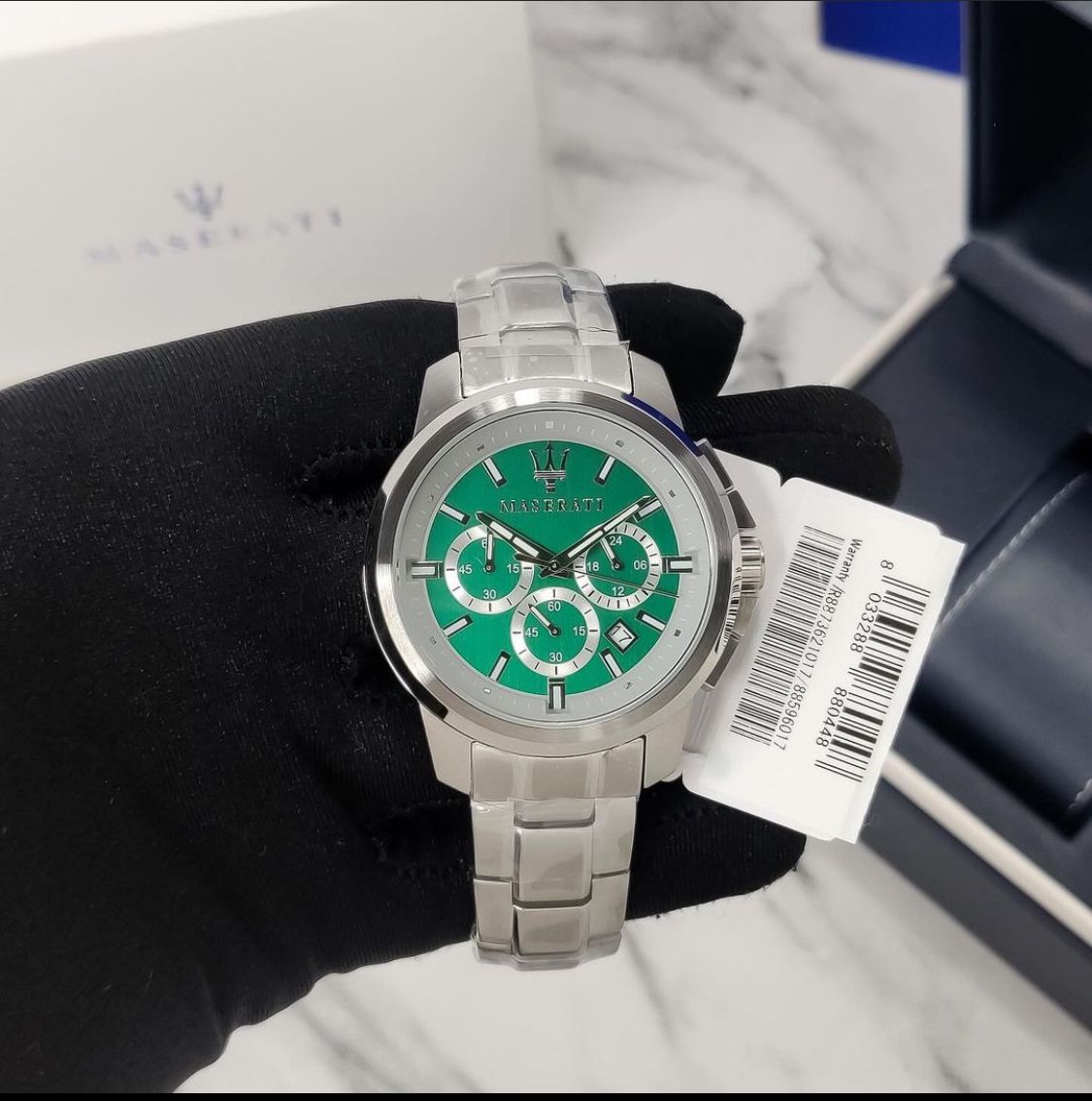 Maserati Silver Green Dial