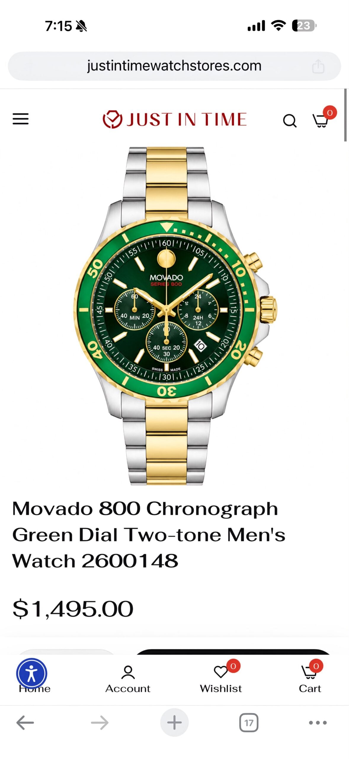 Movado Series 800 Chronograph Green Edition
