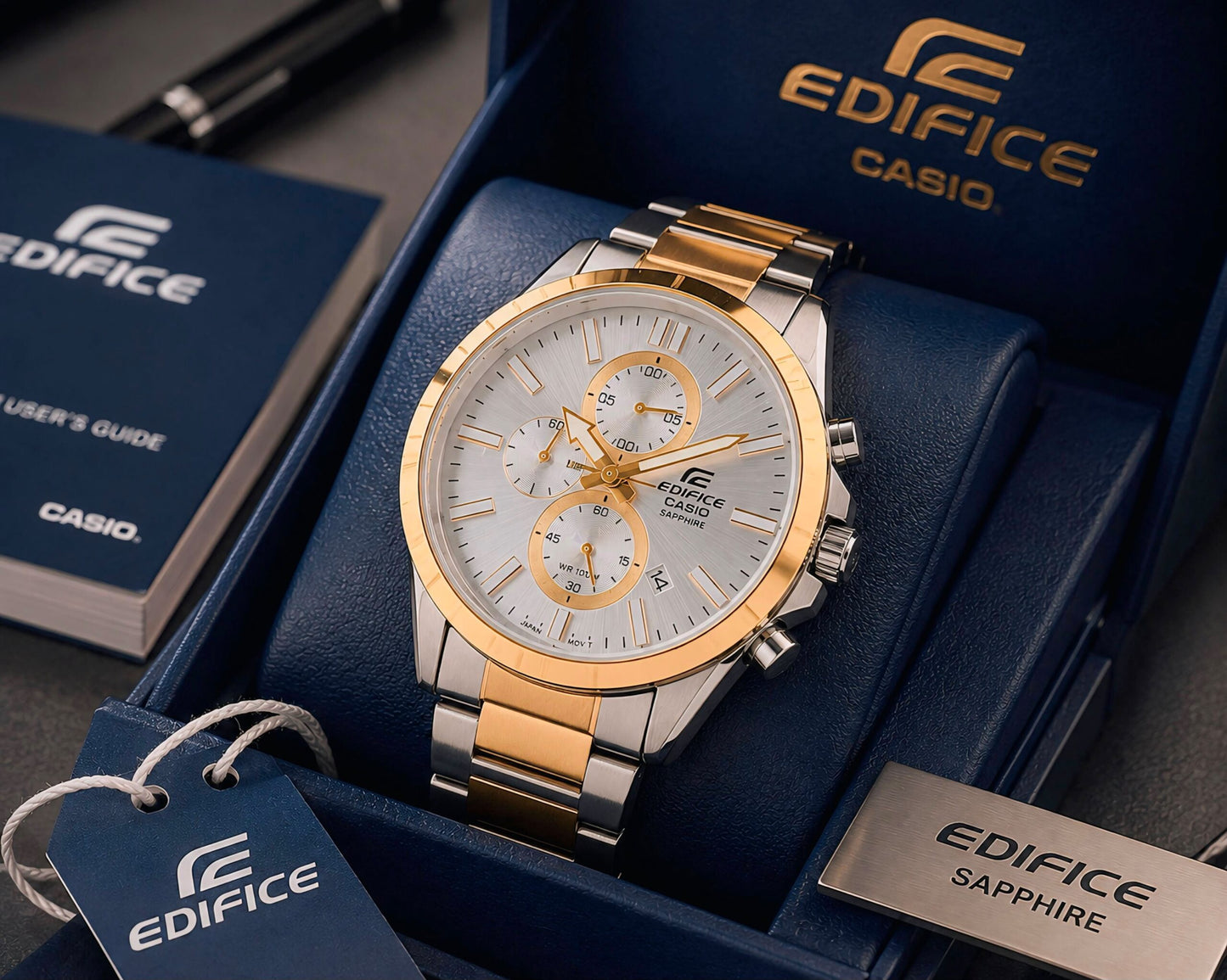 Edifice Casio Chronograph White Dial ⌚