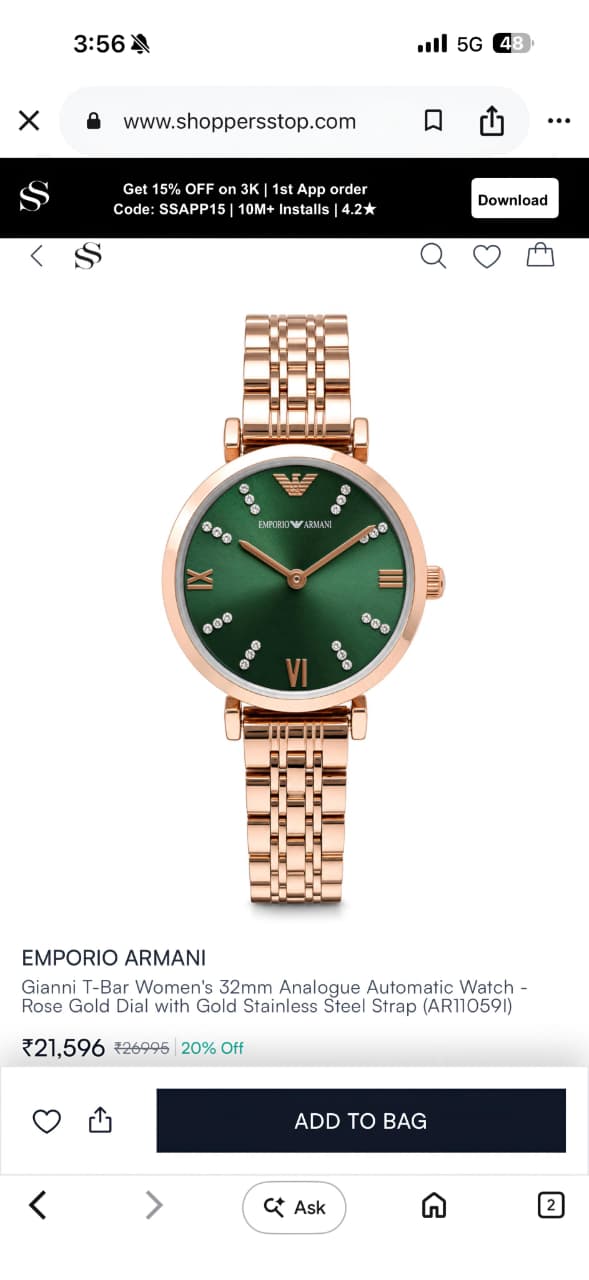 Emporio Armani Slim Green Diamond Dial