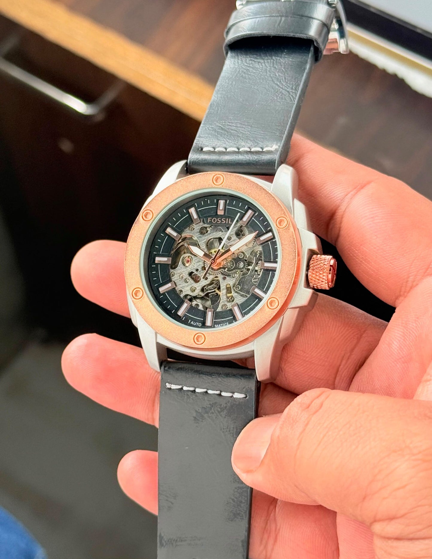 Fossil Modern Machine Black Rose Gold Automatic