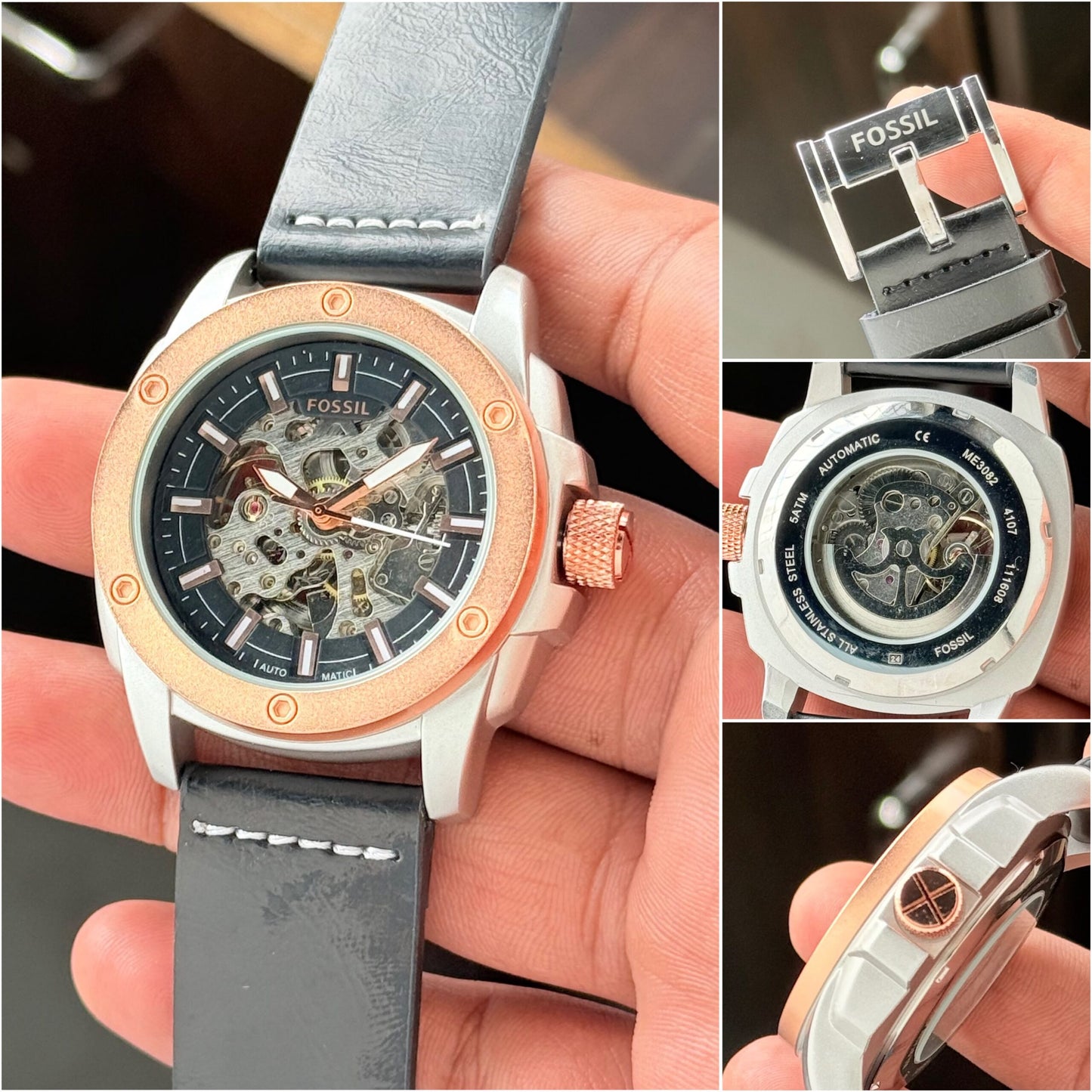 Fossil Modern Machine Black Rose Gold Automatic