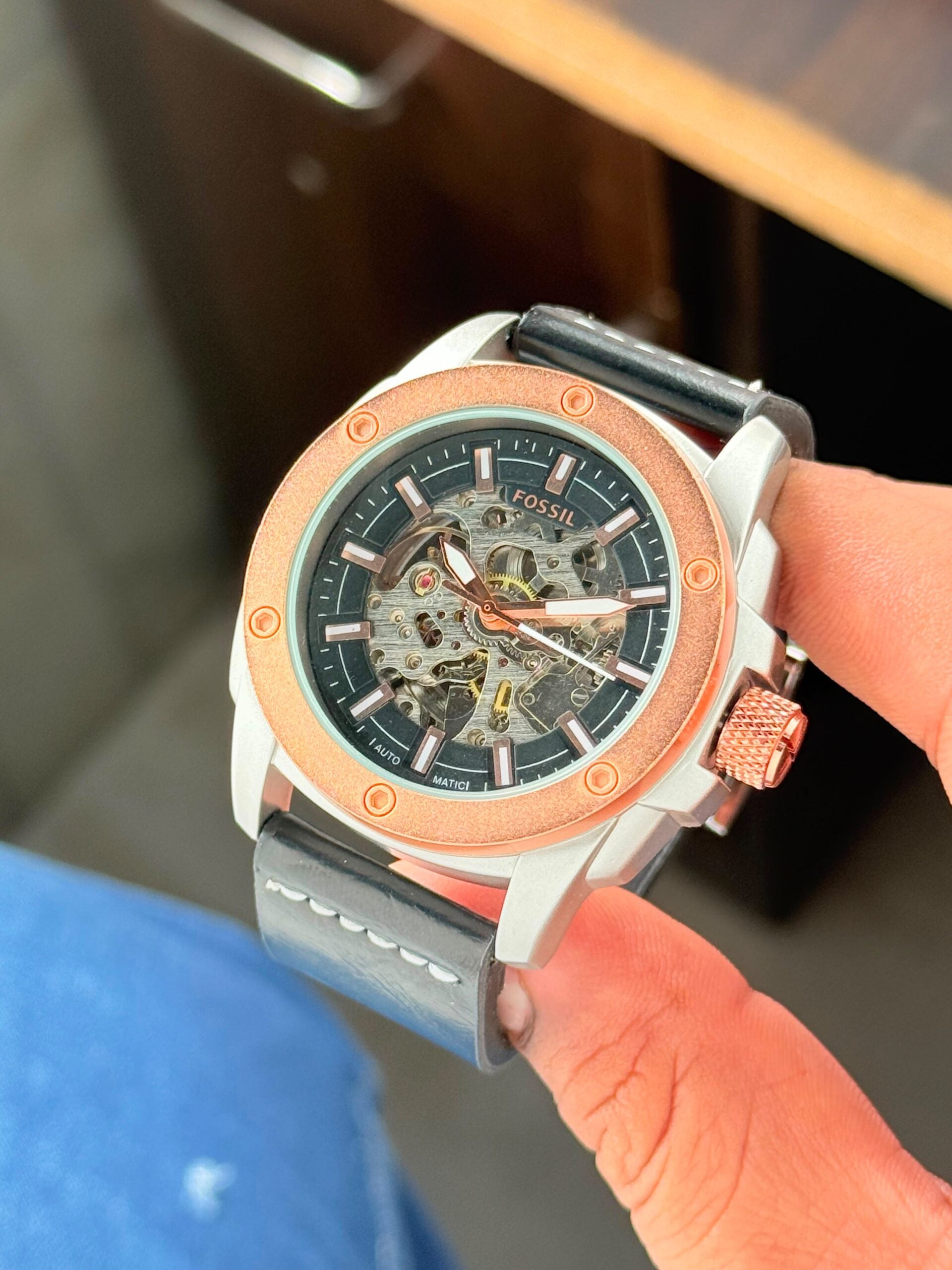 Fossil Modern Machine Black Rose Gold Automatic