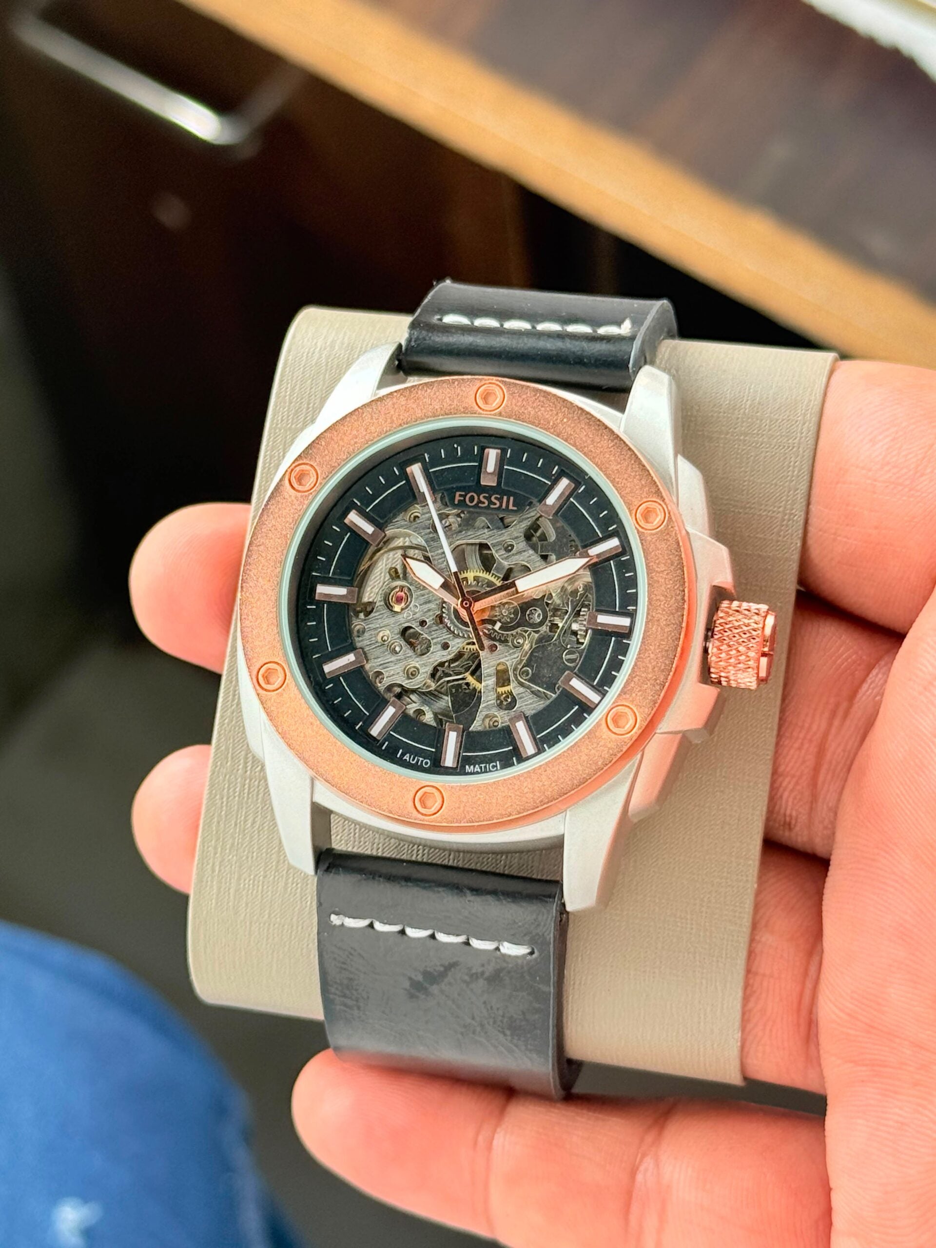 Fossil Modern Machine Black Rose Gold Automatic