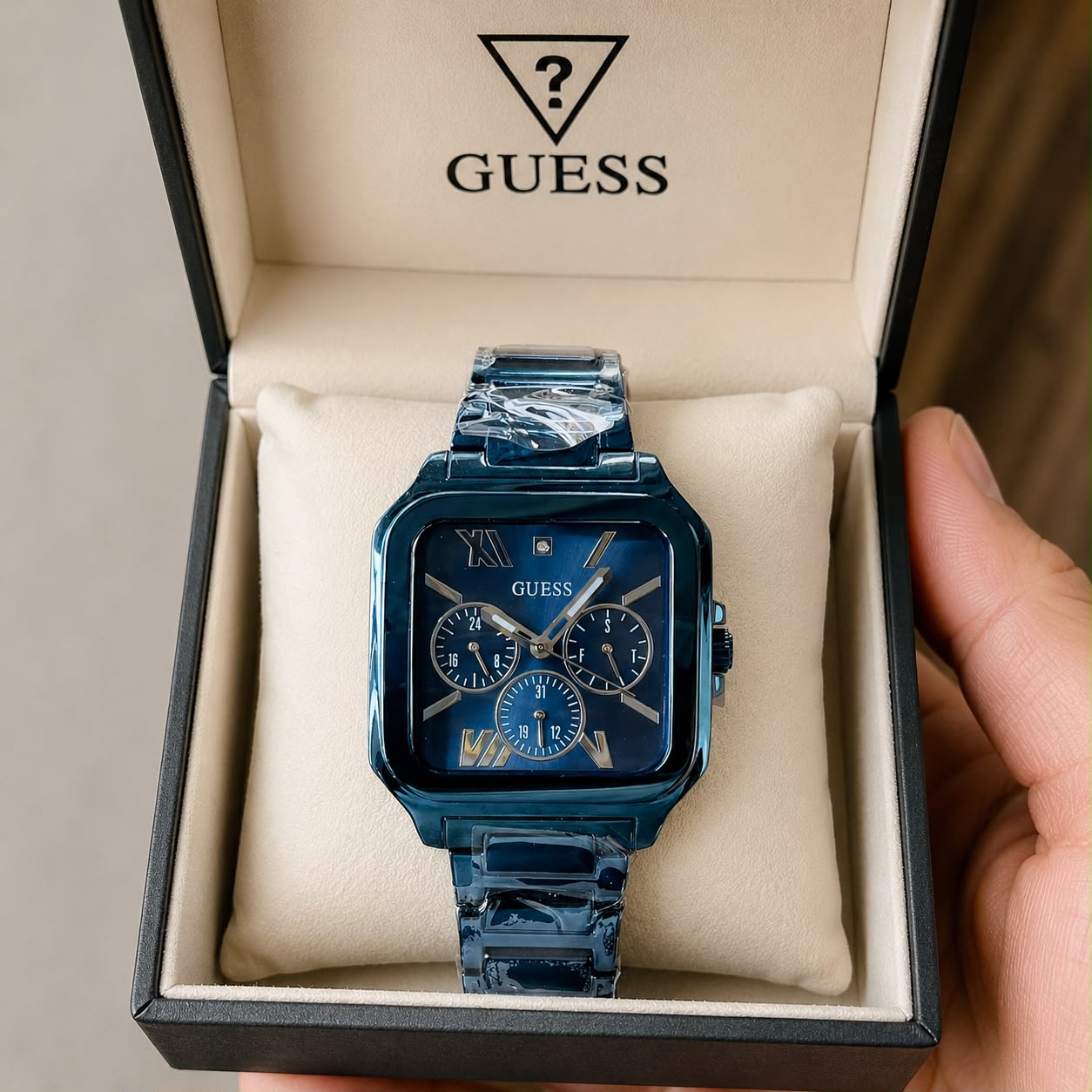 Guess Square Dial Blue Metallic Edition
