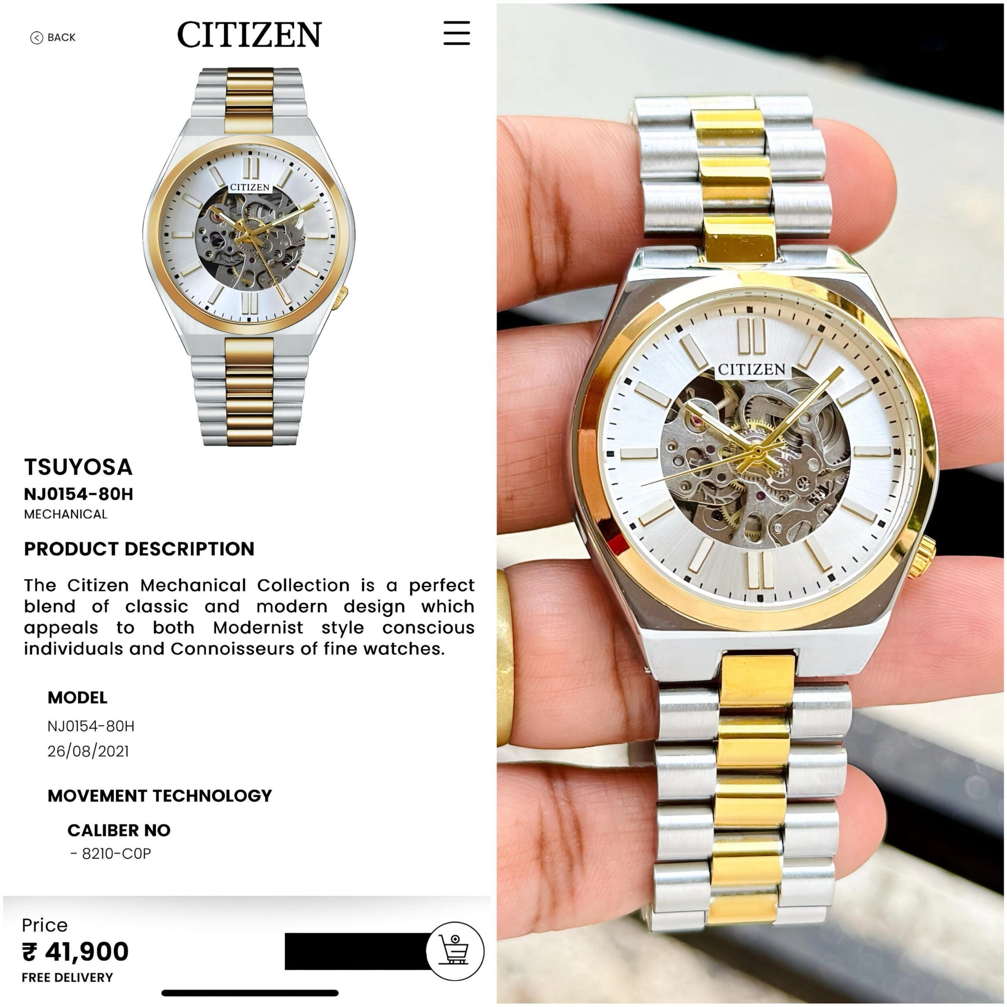 Citizen Tsuyosa Automatic White Open Heart