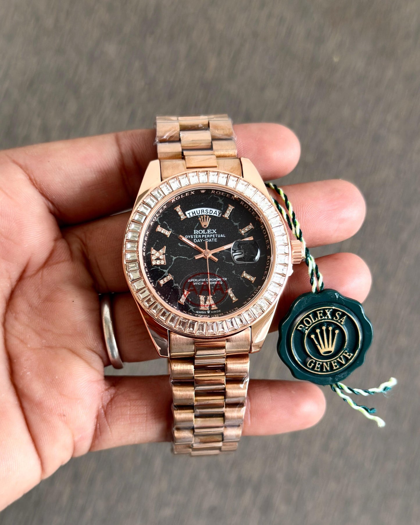 Rolex Day-Date Eisenkiesel Black Dial