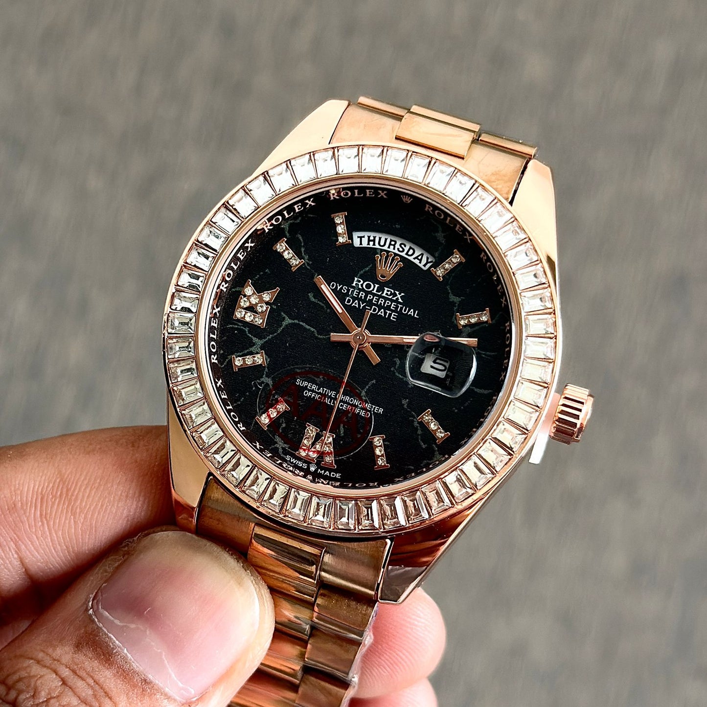 Rolex Day-Date Eisenkiesel Black Dial