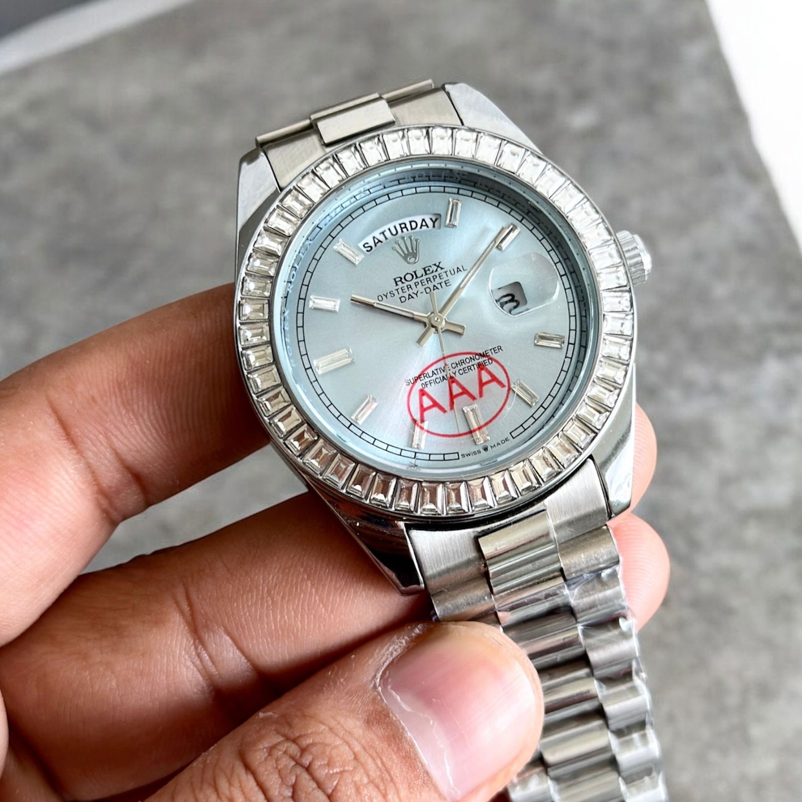 Rolex Day-Date Platinum Diamond Ice Blue Dial