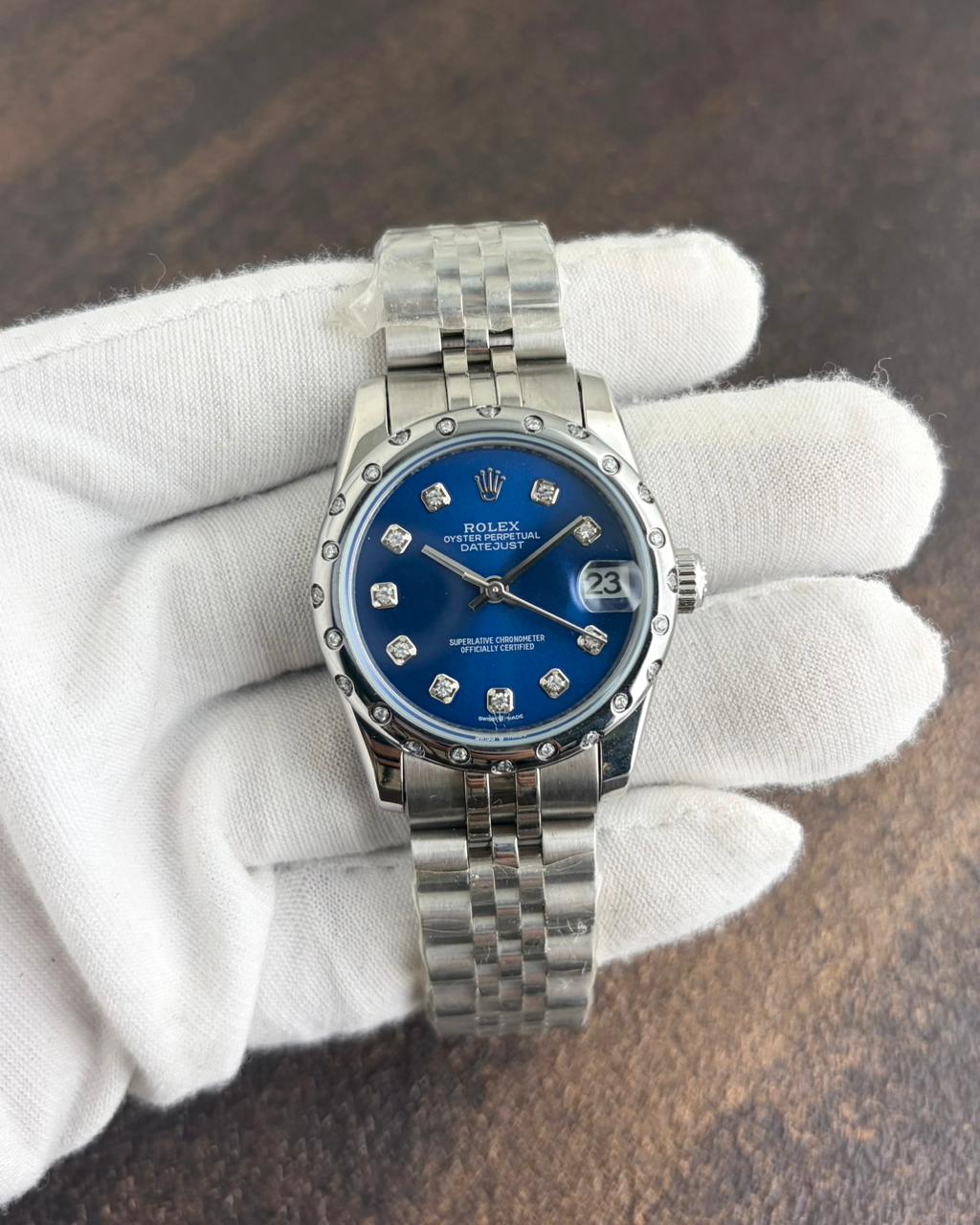 Rolex Oyster Perpetual Silver Diamond DateJust