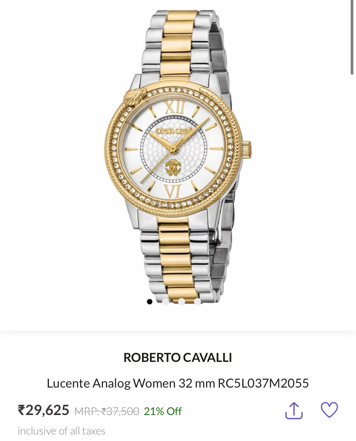 Roberto Cavalli Lucente Analog White Dial