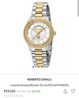 Roberto Cavalli Lucente Analog White Dial