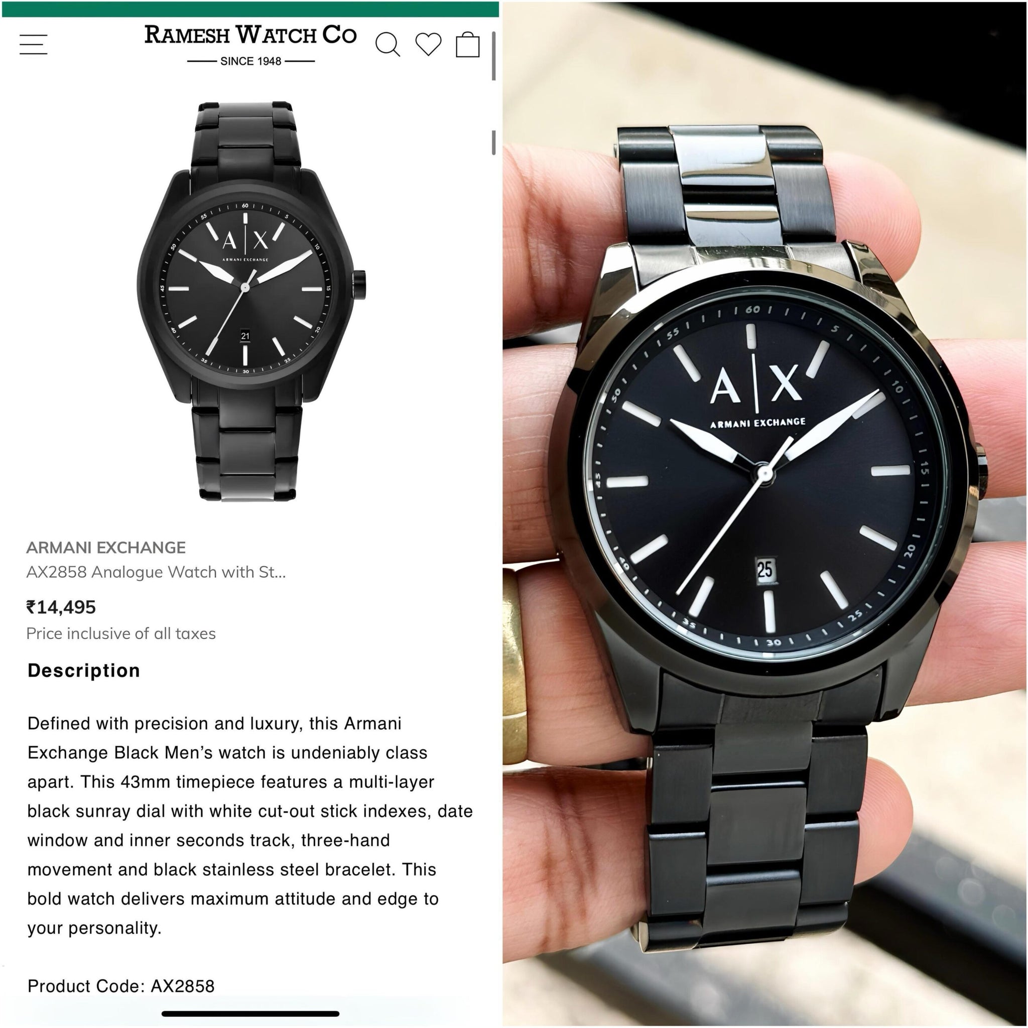 Armani Exchange Black Quartz