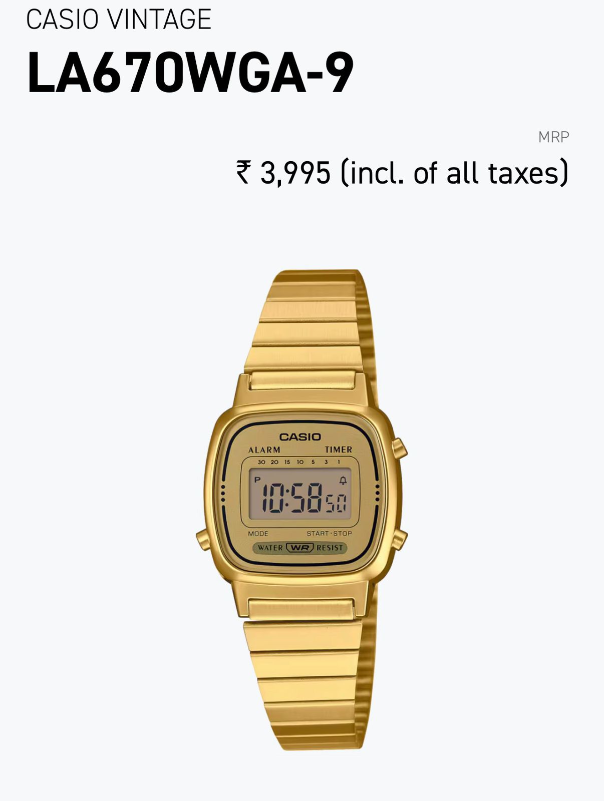Casio Vintage Gold Digital Edition
