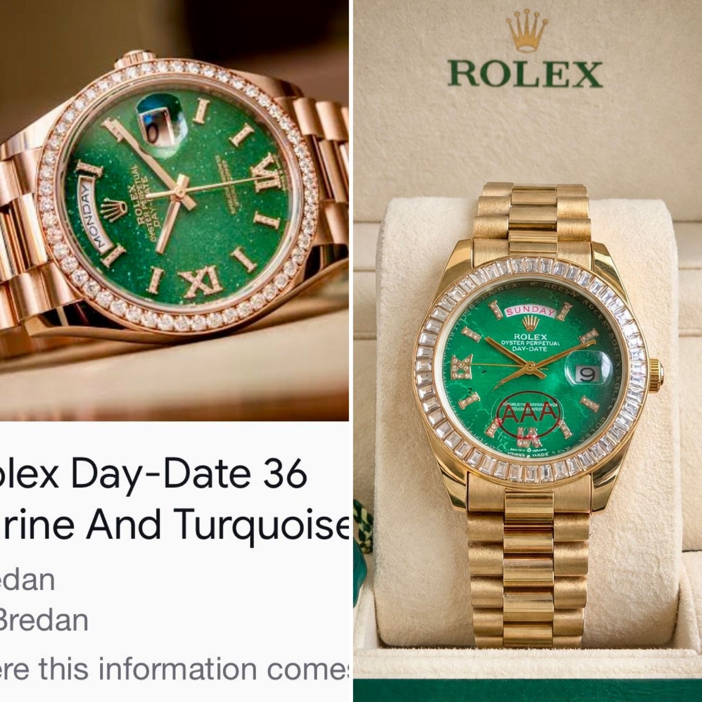 Rolex Day-Date Eisenkiesel Green Diamond Dial