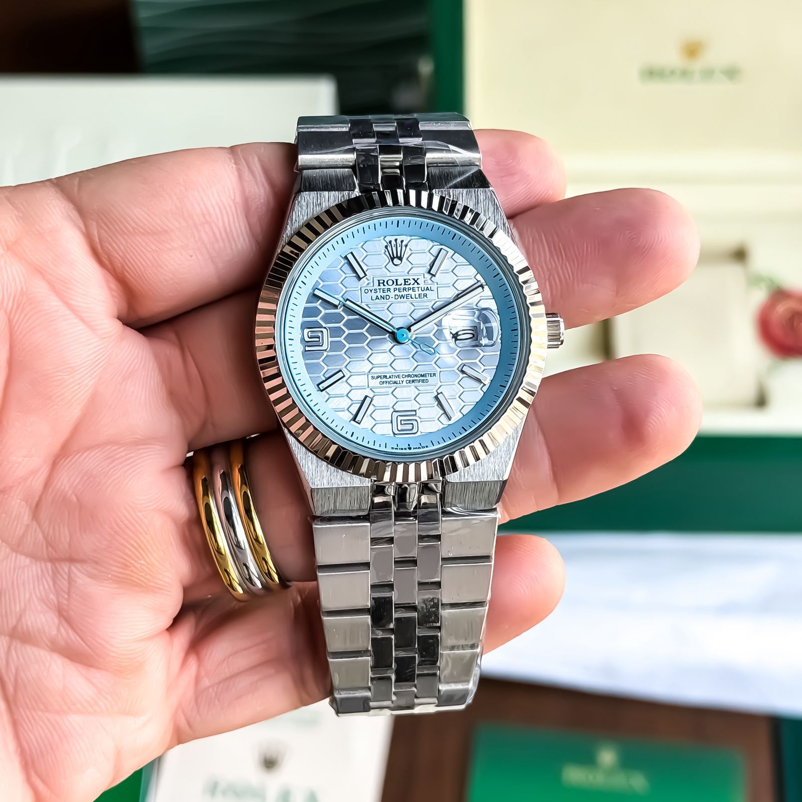 Rolex Land Dweller Sky Blue Silver Edition