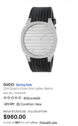 Gucci Silver Matte Black Strap Edition