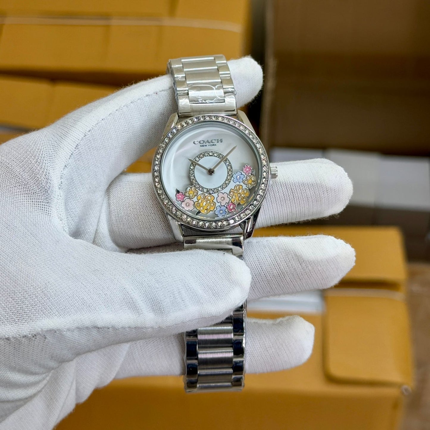 Coach Delancey Silver White Dial