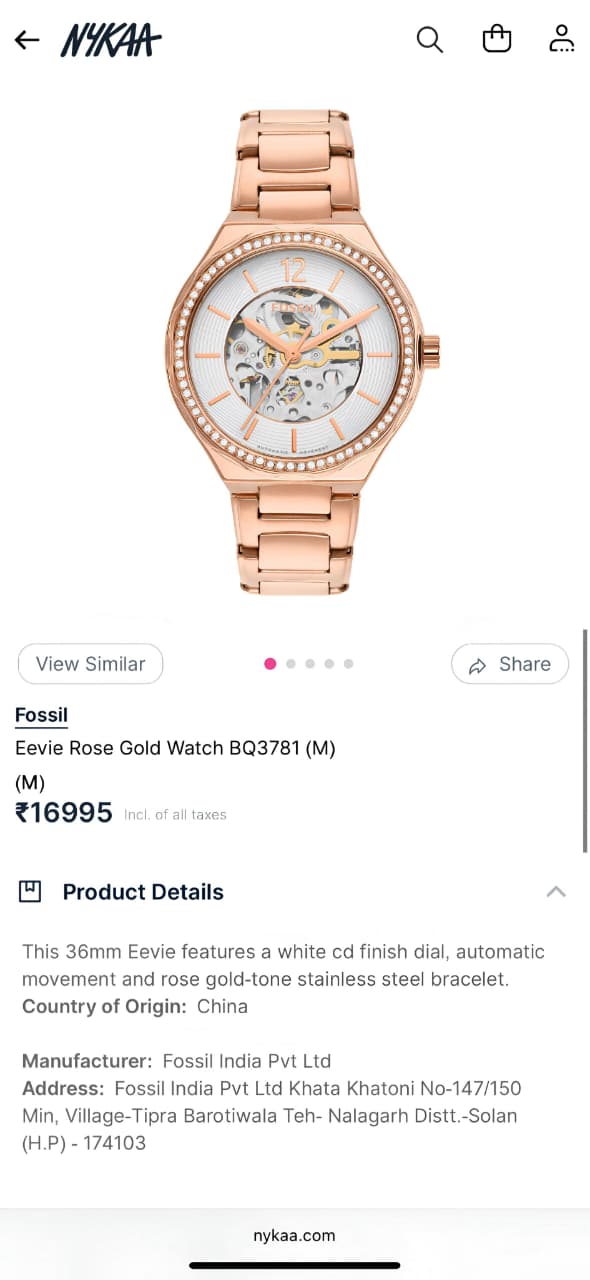 Fossil EEVIE Rose Gold Automatic
